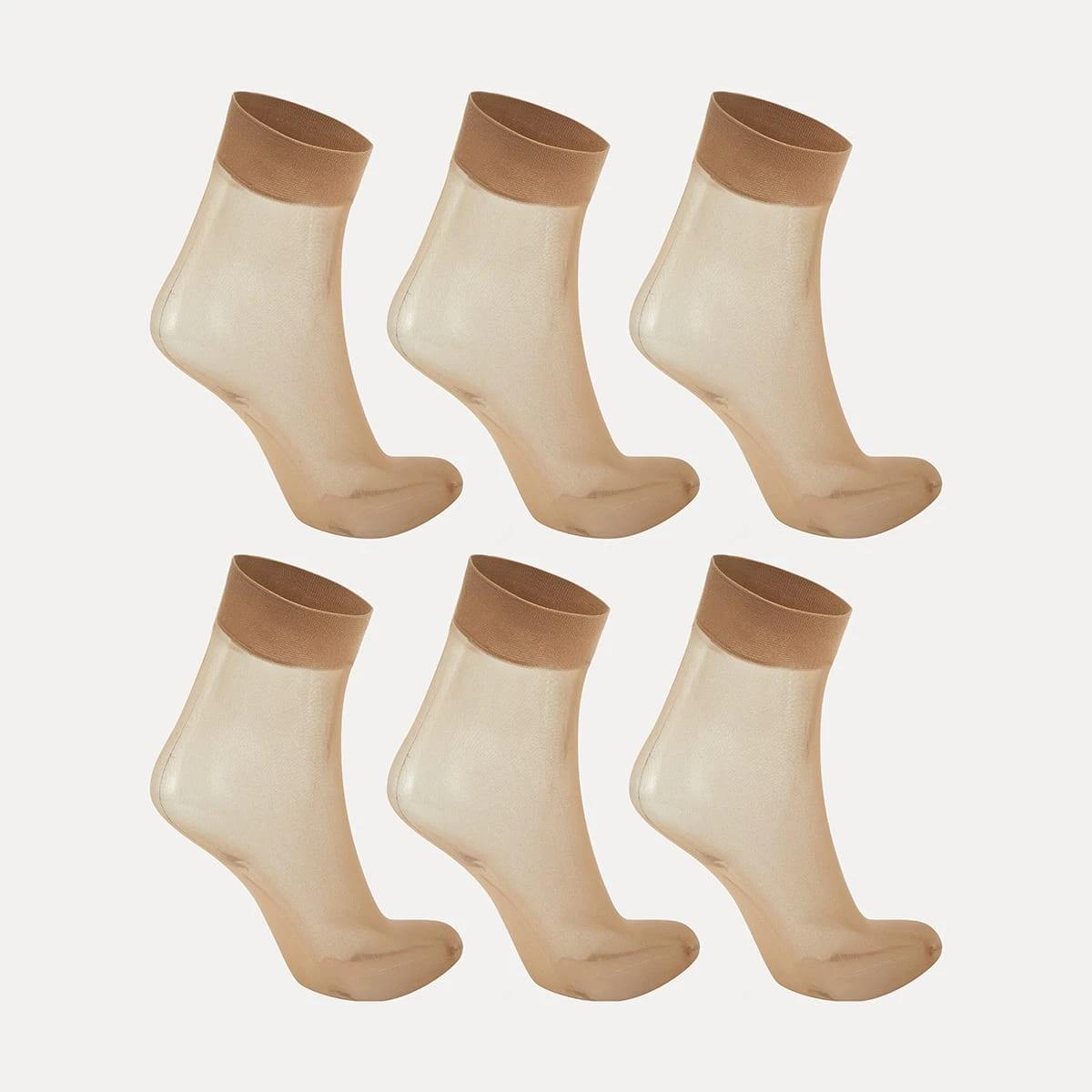 2 6 Pack Sheer Anklets Natural, 2 of 5