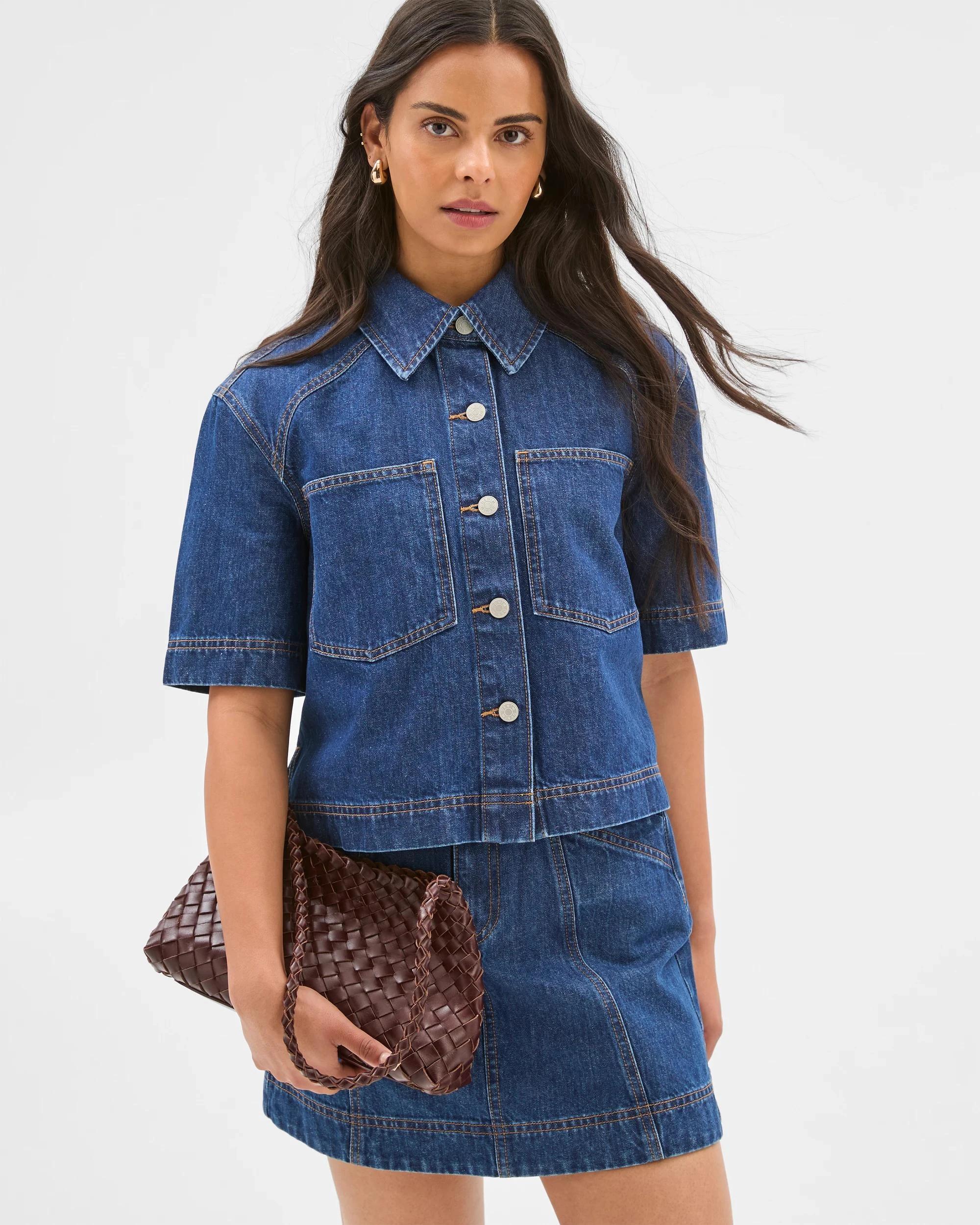 5 Target Raglan Denim Shacket 70'S INDIGO, 5 of 5