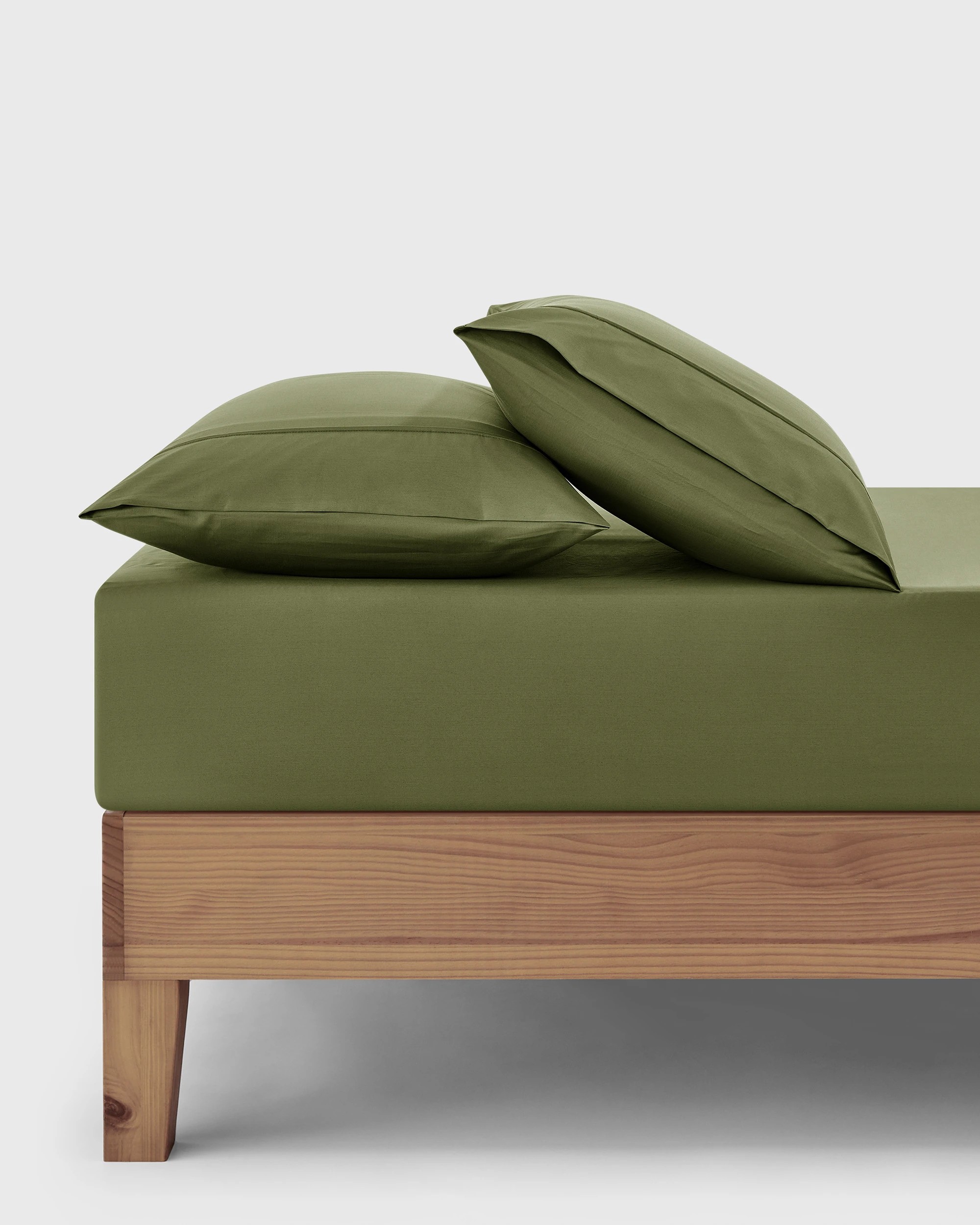 1 Dreamaker 400TC Premium Cotton Sateen Fitted Sheet Set - King Single Bed - Olive, 1 of 7