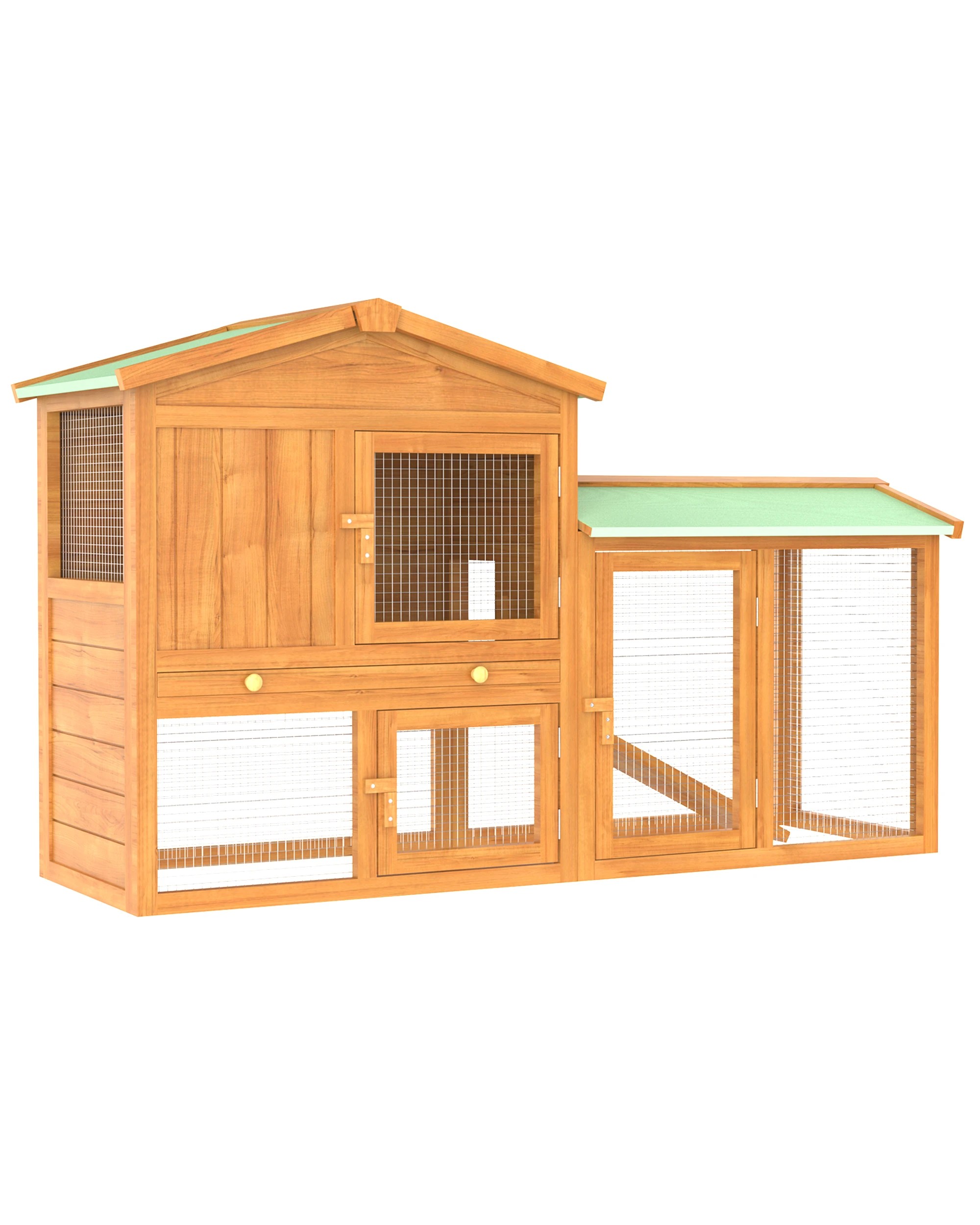 2 Advwin Chicken Coop Rabbit Hutch Large Wooden Run Bunny Cage, 2 of 8