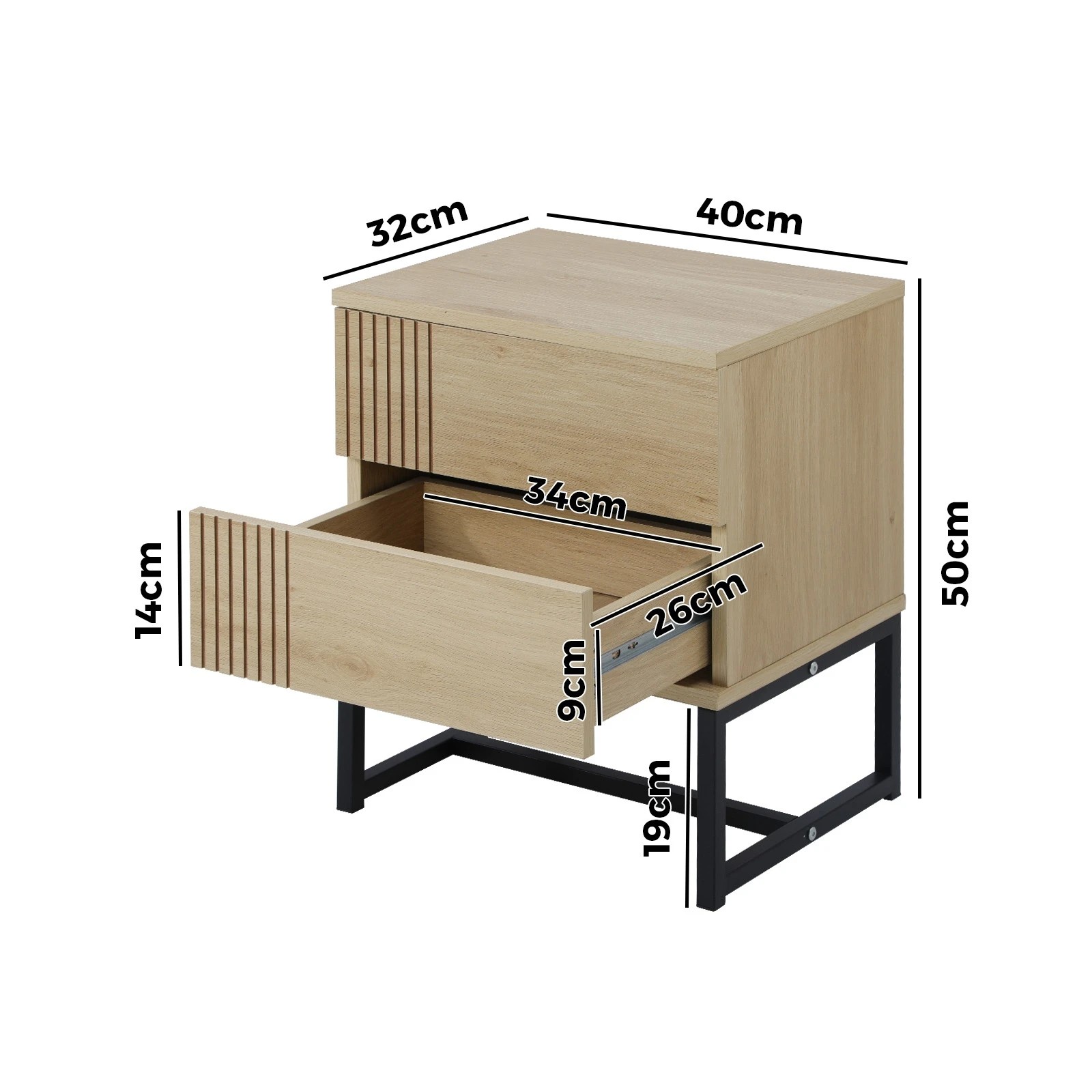 10 Oikiture Bedside Tables 2 Drawers Side Table Nightstand Metal
 - Natural, 10 of 10
