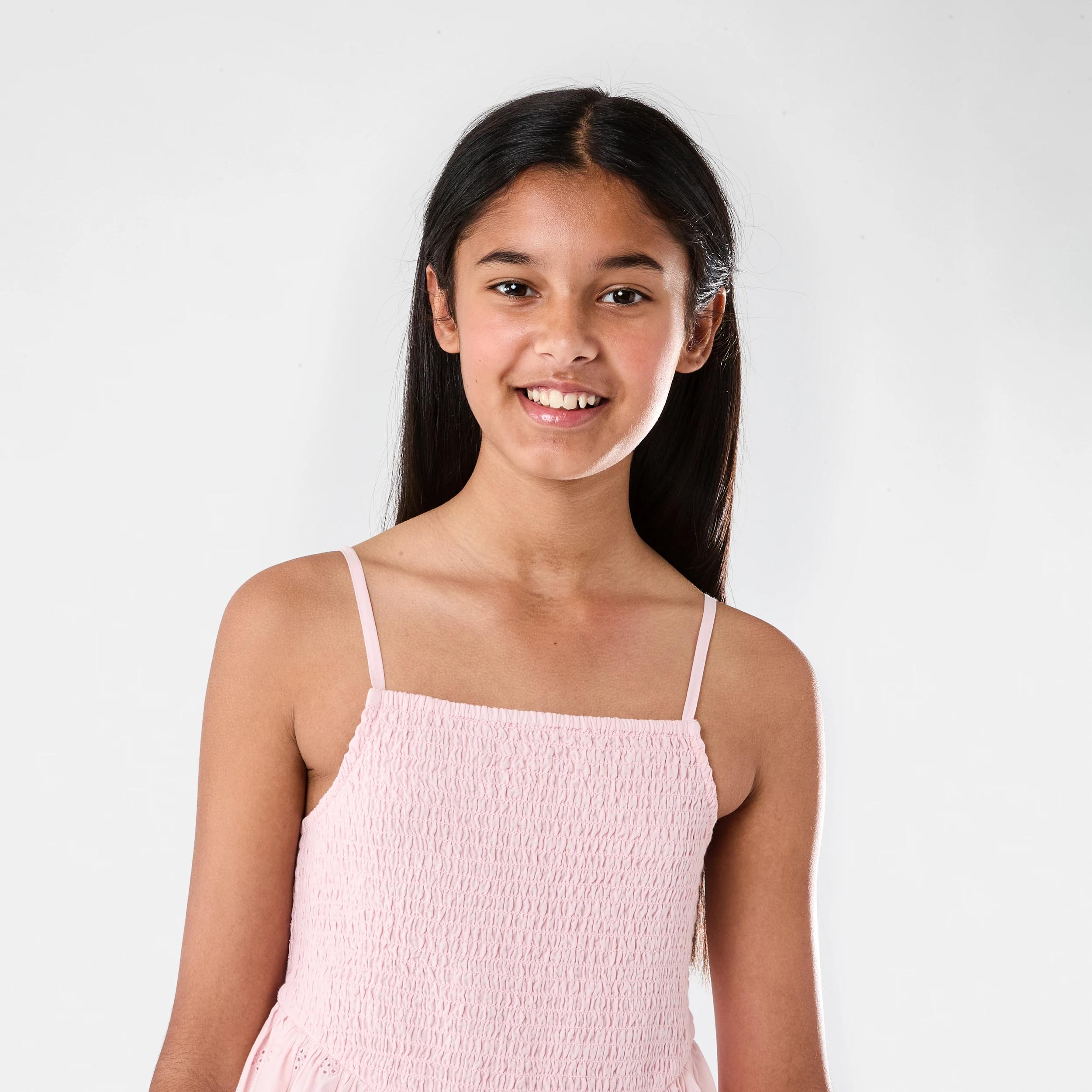 3 Shirred Bubble Hem Dress Dogwd Pink, 3 of 9