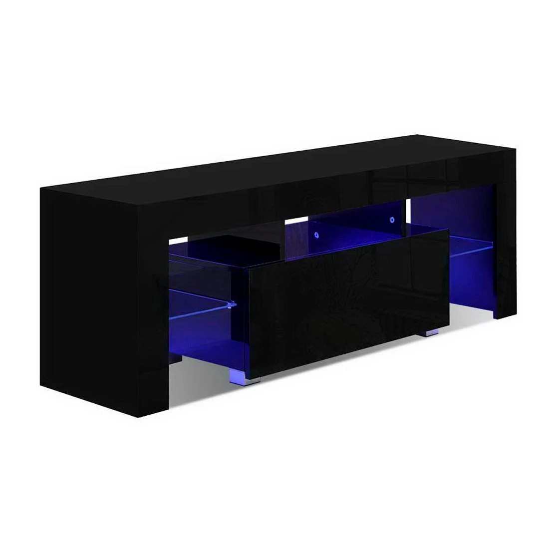 1 Artiss Entertainment Unit TV Cabinet LED 130cm - Black, 1 of 8