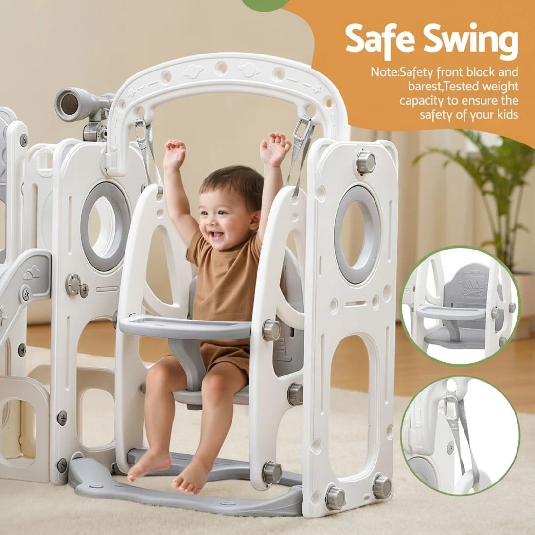 4 Keezi Kids Slide Swing Set Basketball Hoop Ring Football Outdoor Toys 132cm - Multi, 4 of 5