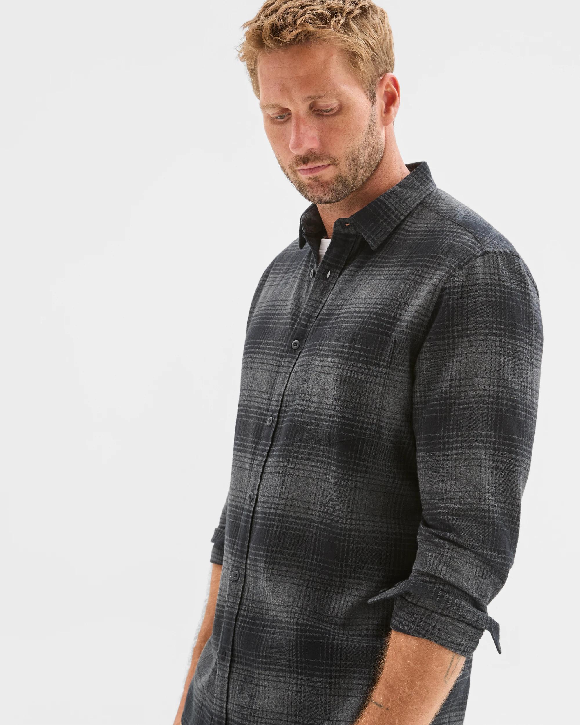 4 Target Australian Cotton Long Sleeve Flannelette Shirt CHARCOAL, 4 of 6
