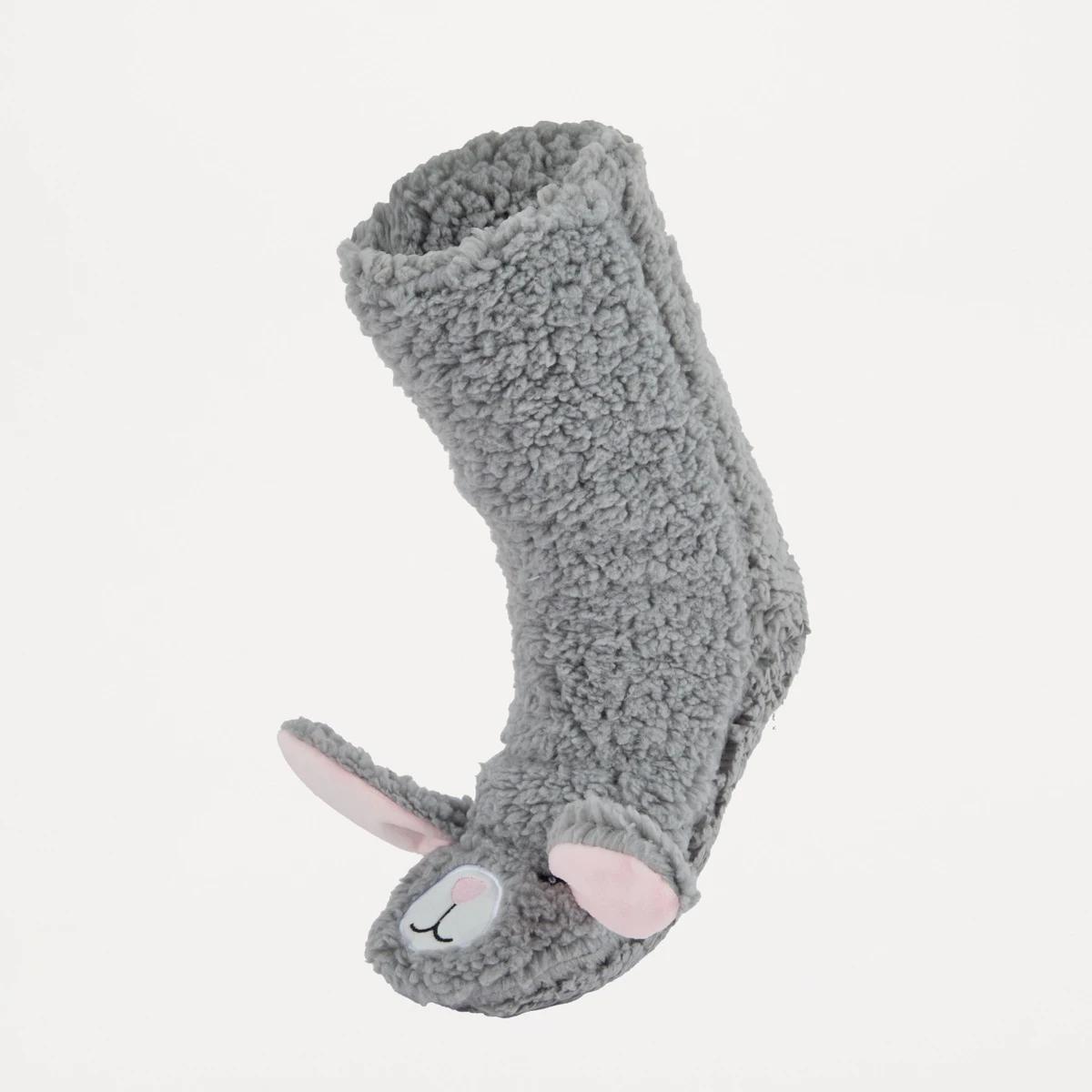 1 Novelty Sherpa Home Socks Bunny, 1 of 3