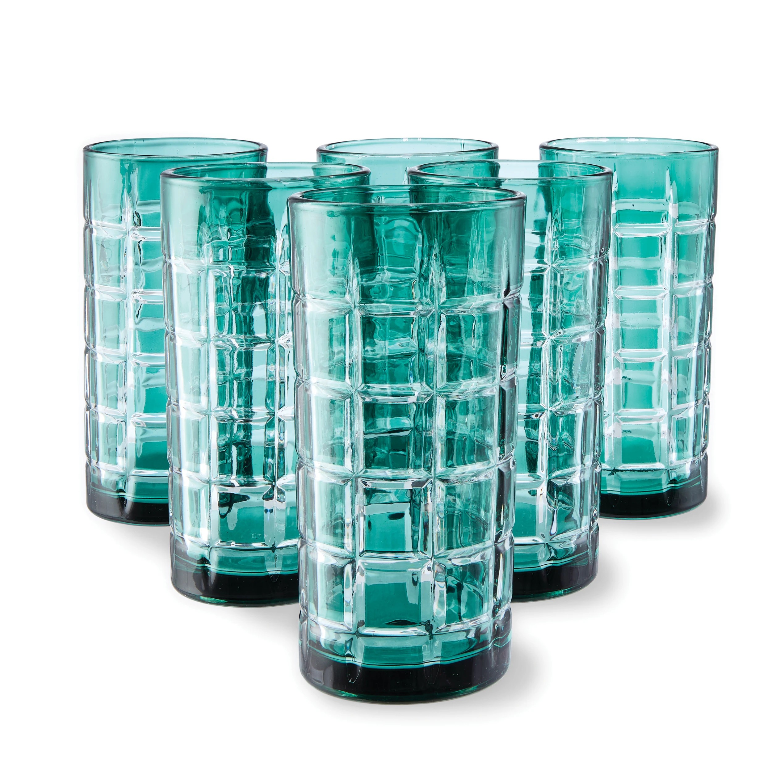 1 6 Green Tartan Highball Glasses, 1 of 6