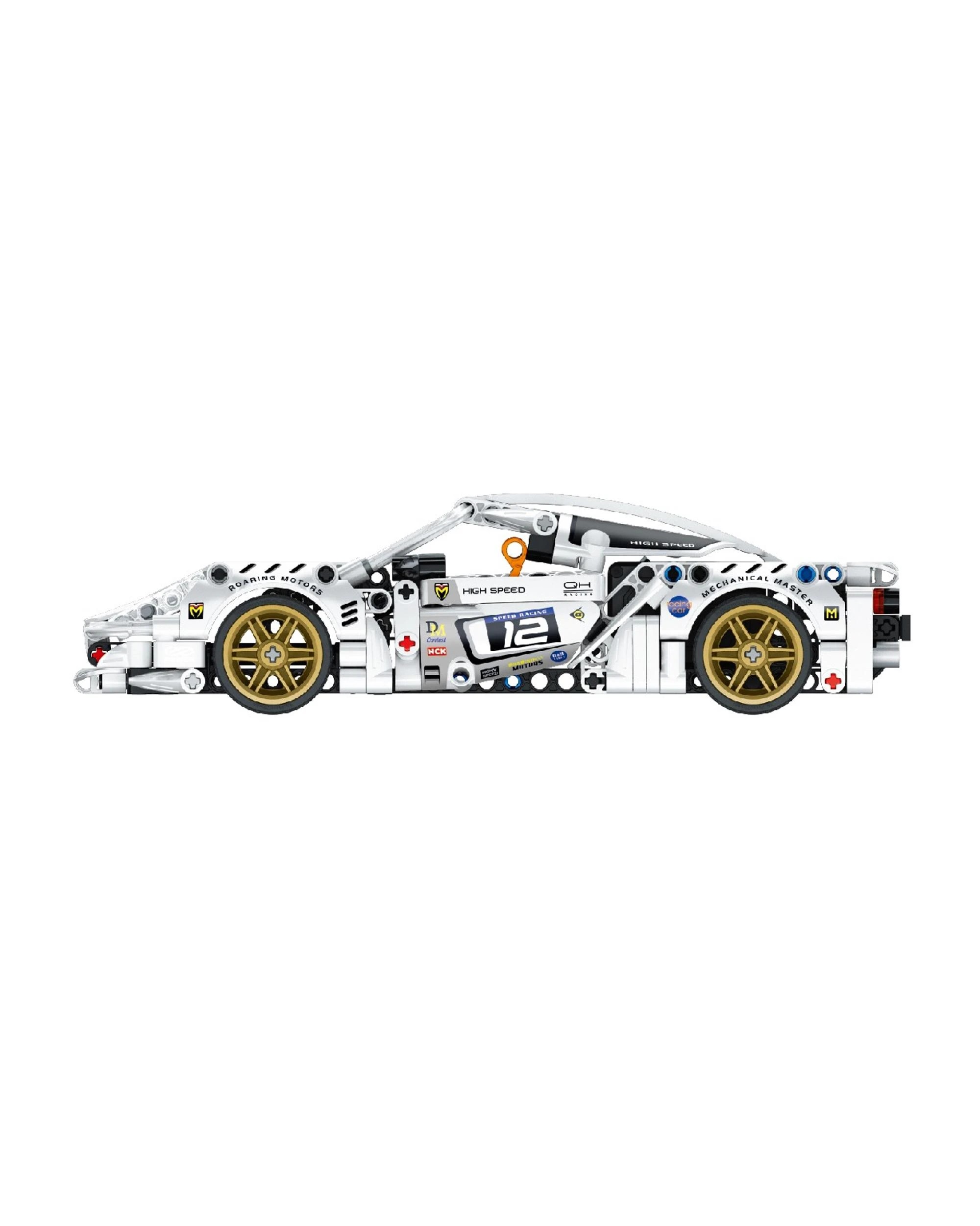 4 iM.Master Mechanical Master Pull Back Super Car White 437 Piece Model Kit - 5812 - White, 4 of 5