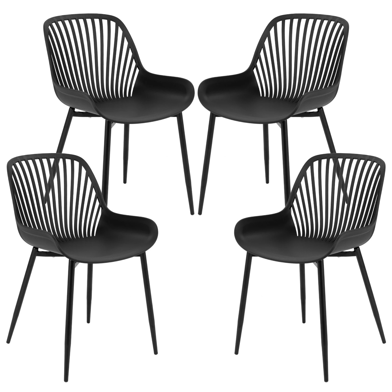 1 Costway 4x Armless Dining Chairs Modern Kitchen Chairs w/Metal Legs Indoor Outdoor Side Chairs - Black, 1 of 4