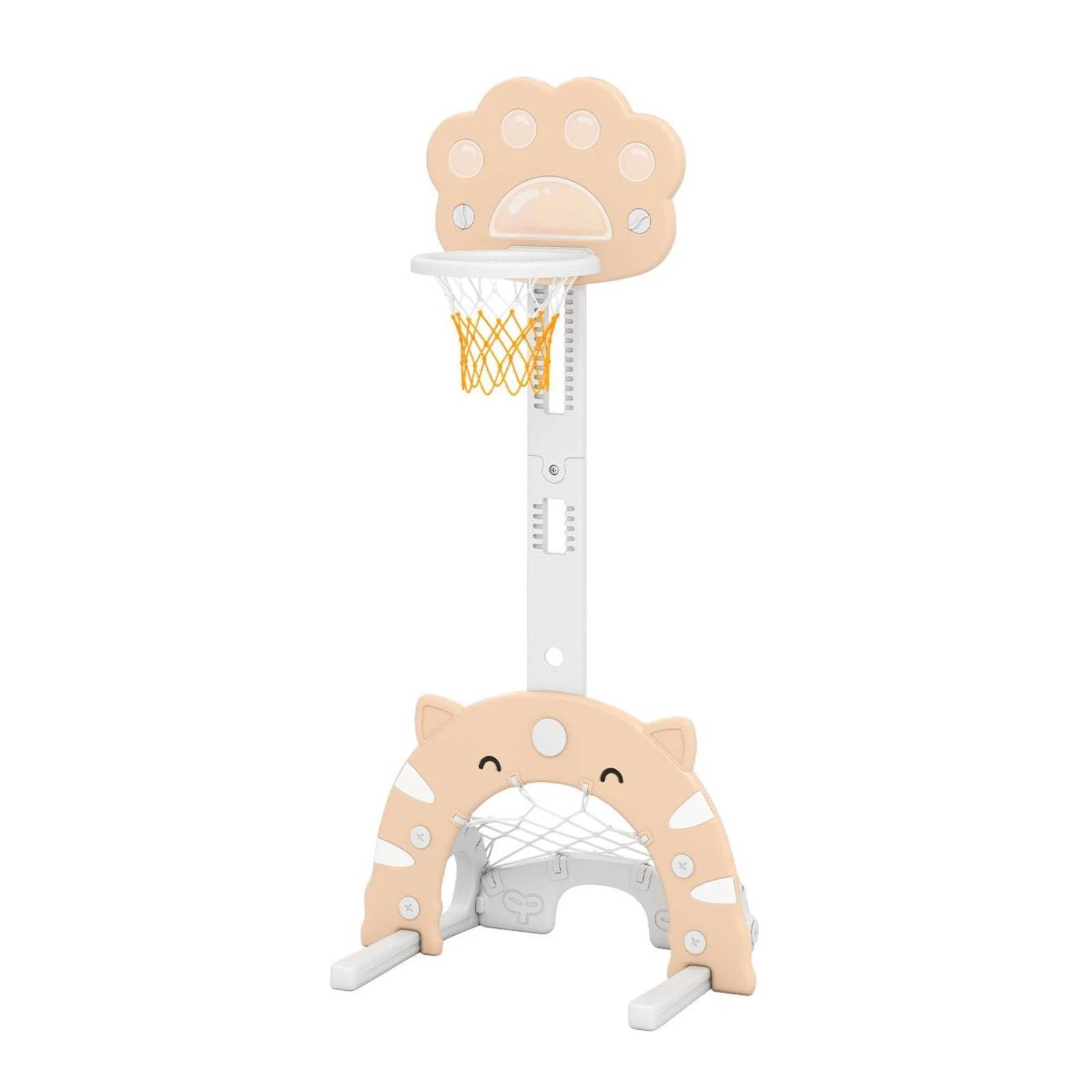 1 Costway 3 in 1 Basketball Hoop Play Set Adjustable Sports Center Soccer Golf Playset - Beige, 1 of 3