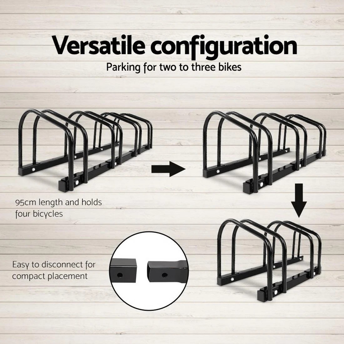 4 Weisshorn 4 Bike Stand Rack Bicycle Storage Floor Parking Holder Cycling - Black, 4 of 9