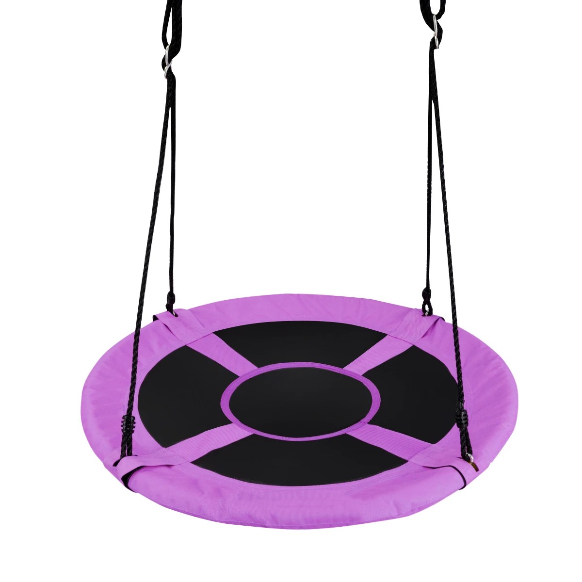 1 Costway 150KG 100cm Tree Swing Set Outdoor Hammock Chair Flying Saucer 4 Adjustable Ropes - Purple, 1 of 5