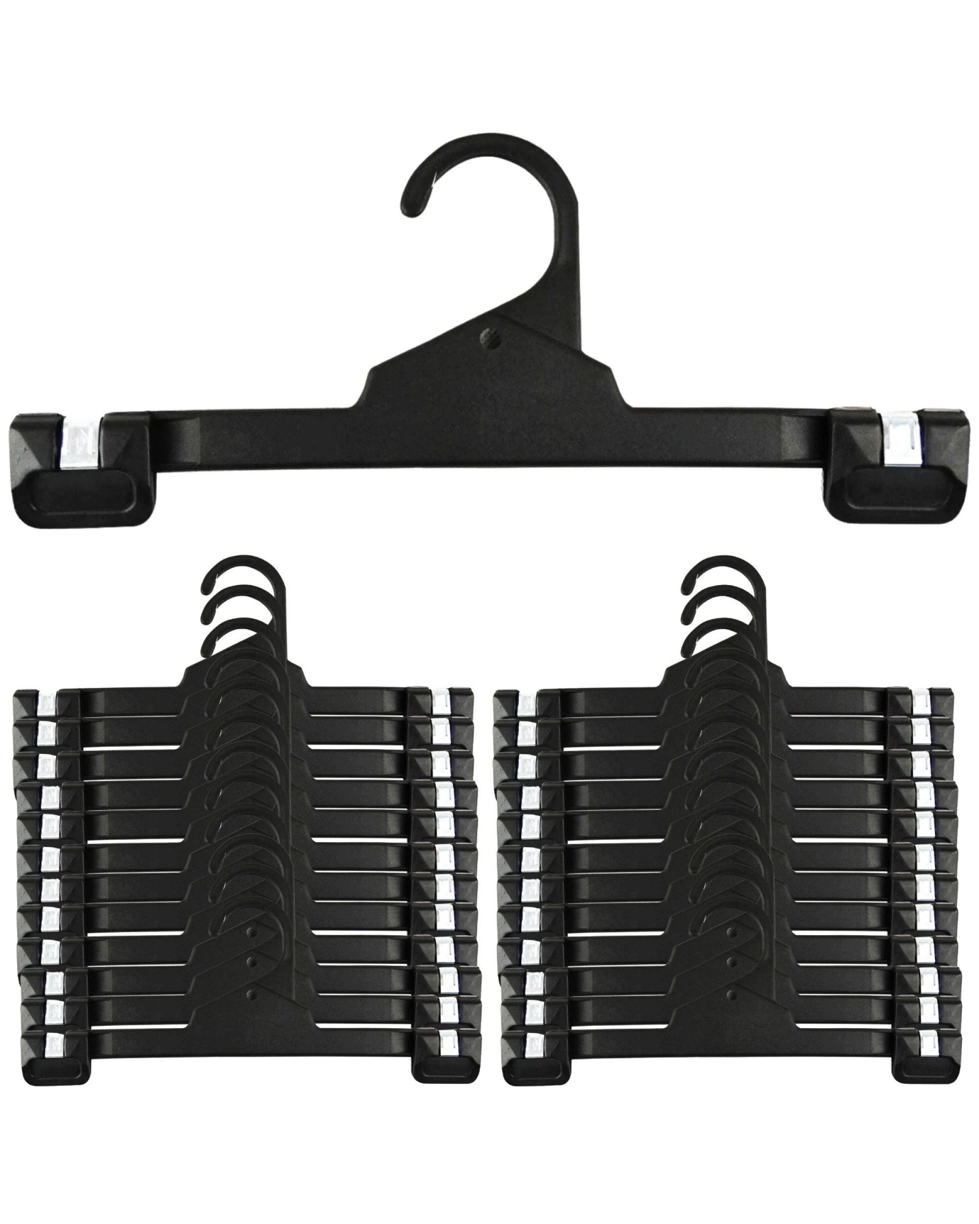 1 Aussie Hangers 40x Heavy Duty Adult Clip Hanger 310mm Commercial Trouser - Black, 1 of 2