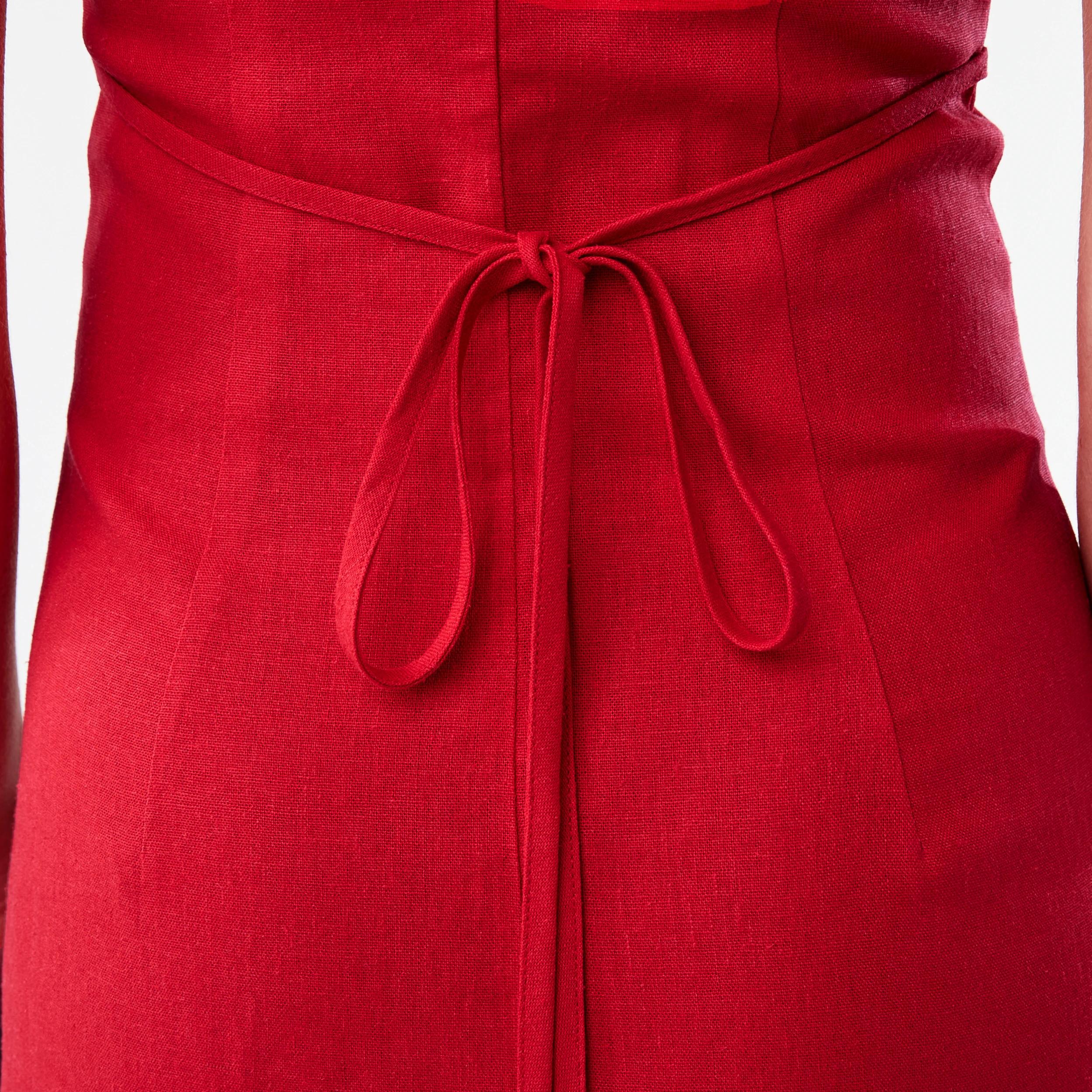 7 Linen Blend Halter Neck Mini Dress Strawberry, 7 of 7