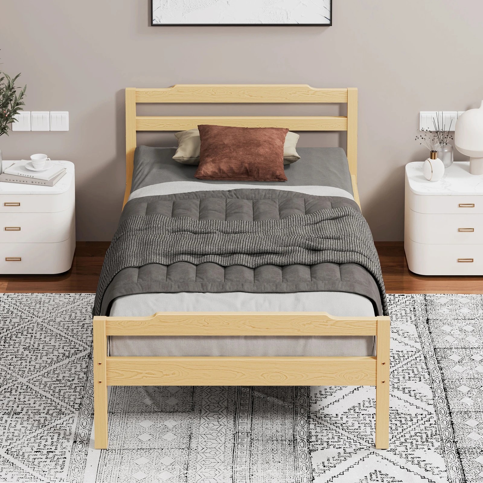 6 Alfordson Bed Frame Wooden Queen Size Mattress Base Platform Timber - Natural, 6 of 10