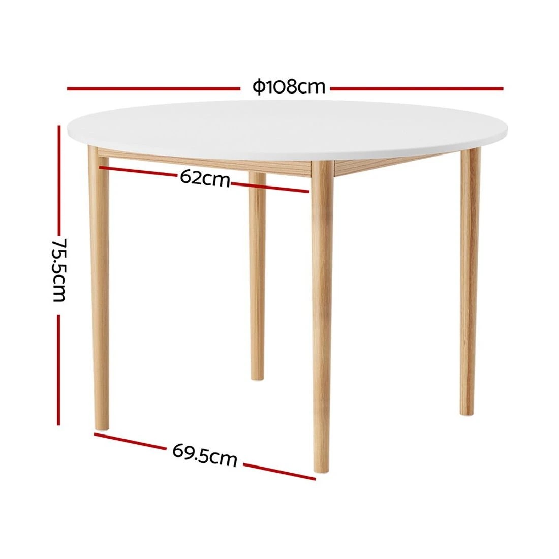 2 Artiss Dining Table Round White 108CM Diameter Demi - White, 2 of 7