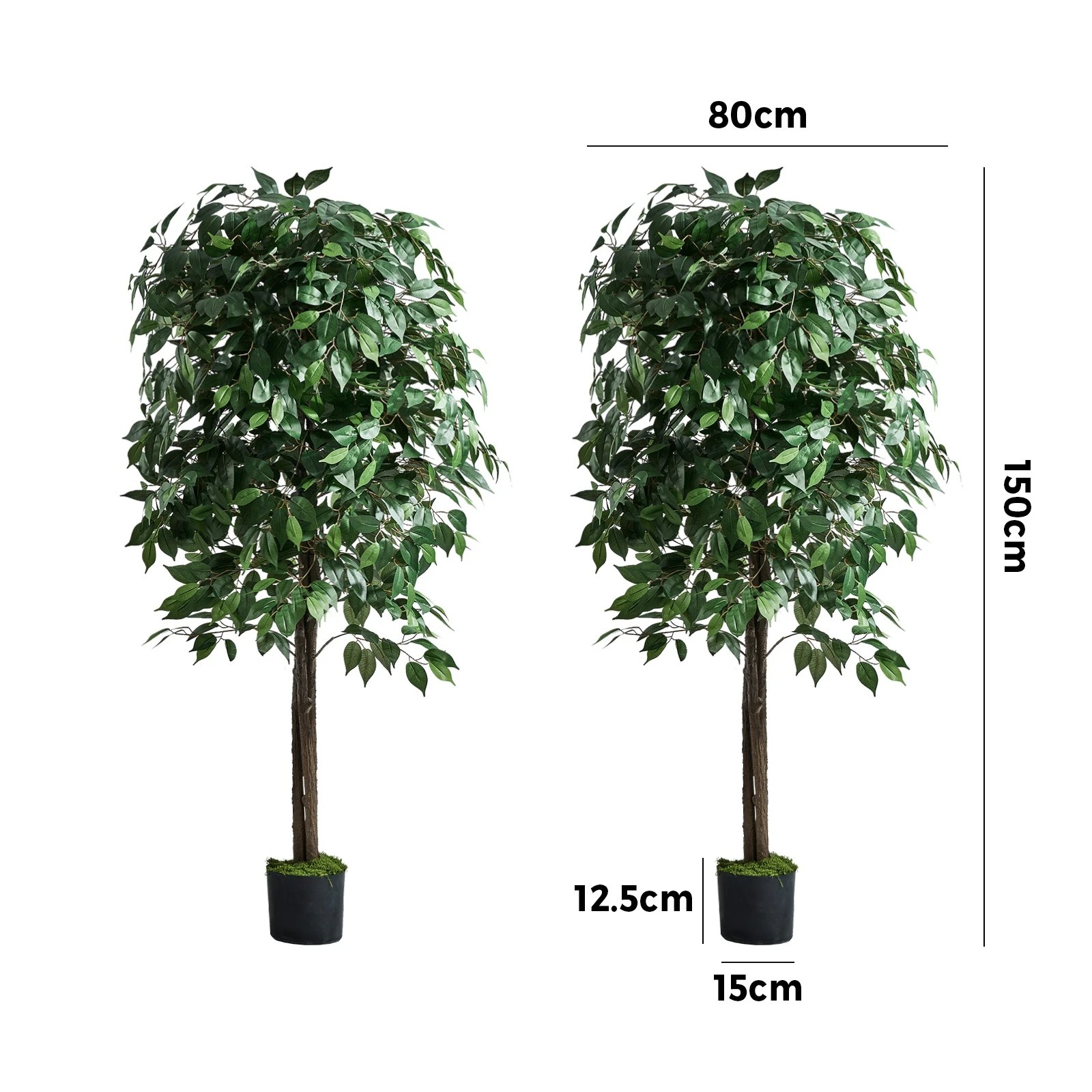 2 Livsip 2 Pack 150cm Artificial Ficus Tree Faux Potted Plant - Green, 2 of 10