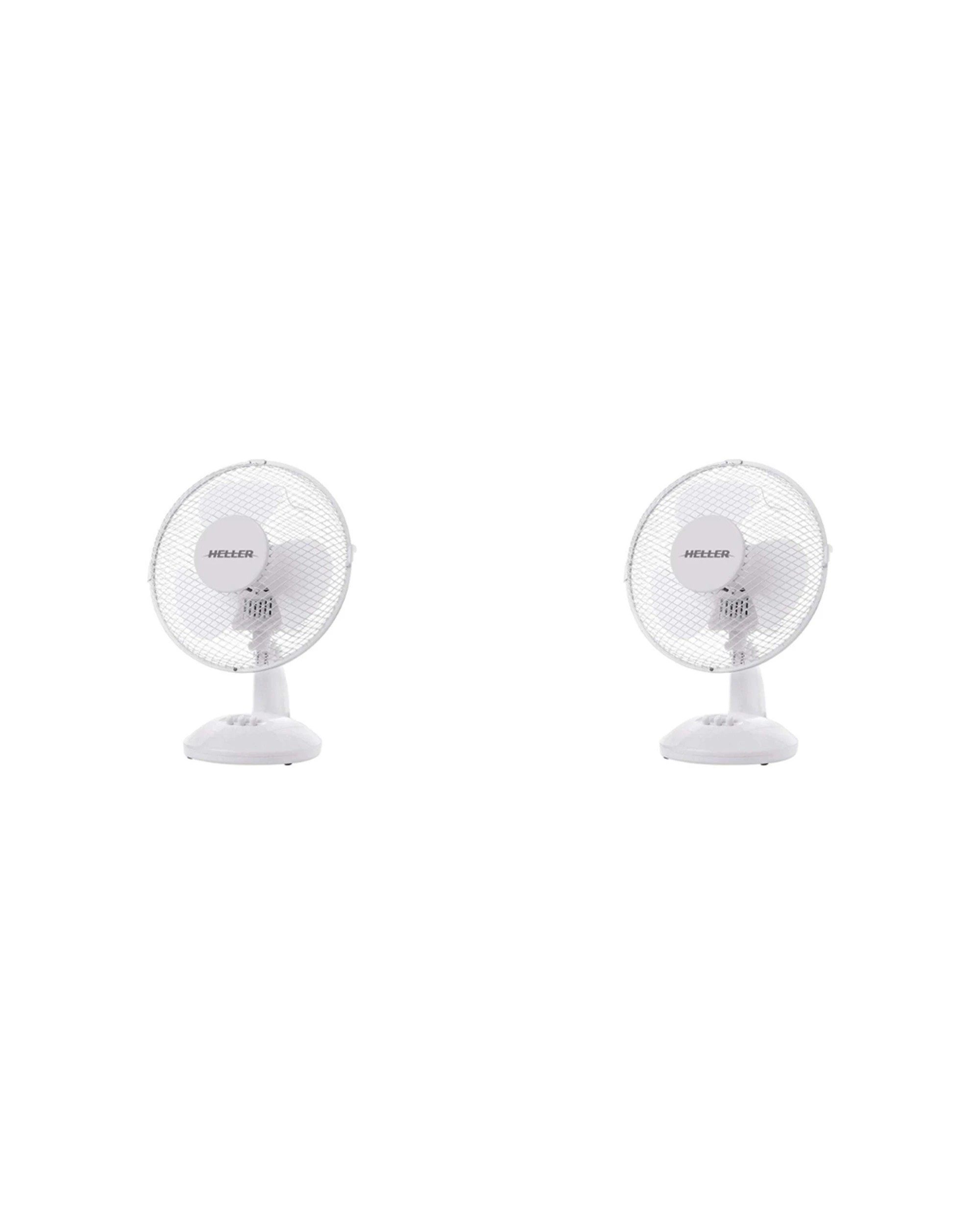 1 Heller 23cm Desk Fan 2 Pack 20 Watt Oscillation Tilt Mesh Grill Dual Speed
 - white, 1 of 3