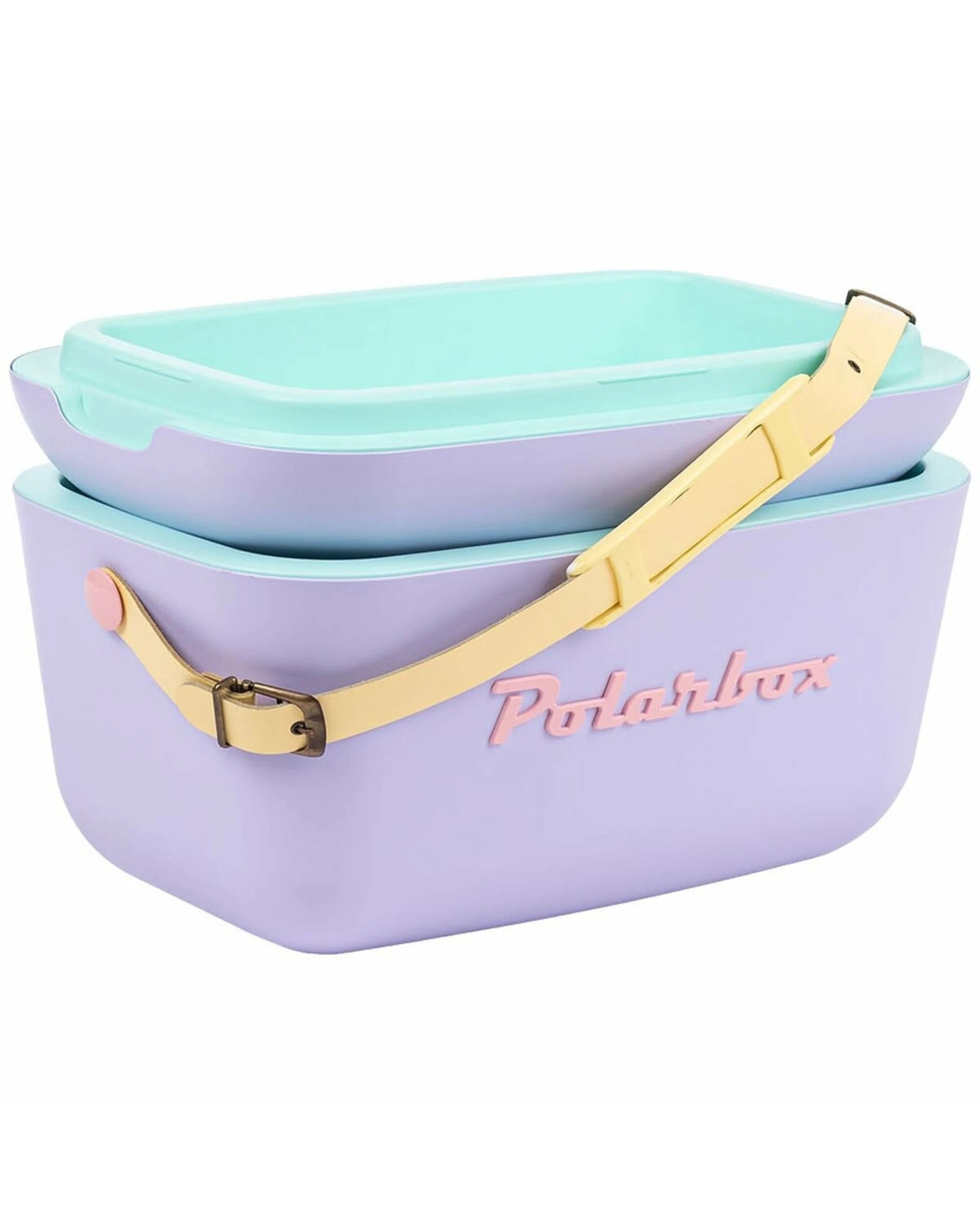 3 Polarbox Rainbow 12L Cooler Lilac with Yellow Strap and Rose Logo & Rivet, 3 of 4