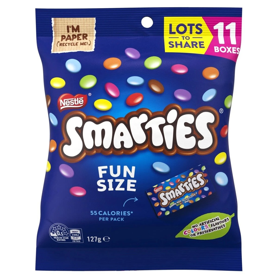 1 11 Pack Nestle Smarties Chocolate Fun Pack Bag 127g, 1 of 2