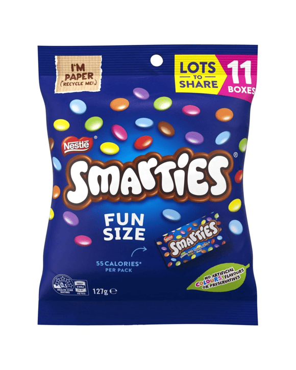 11 Pack Nestle Smarties Chocolate Fun Pack Bag 127g