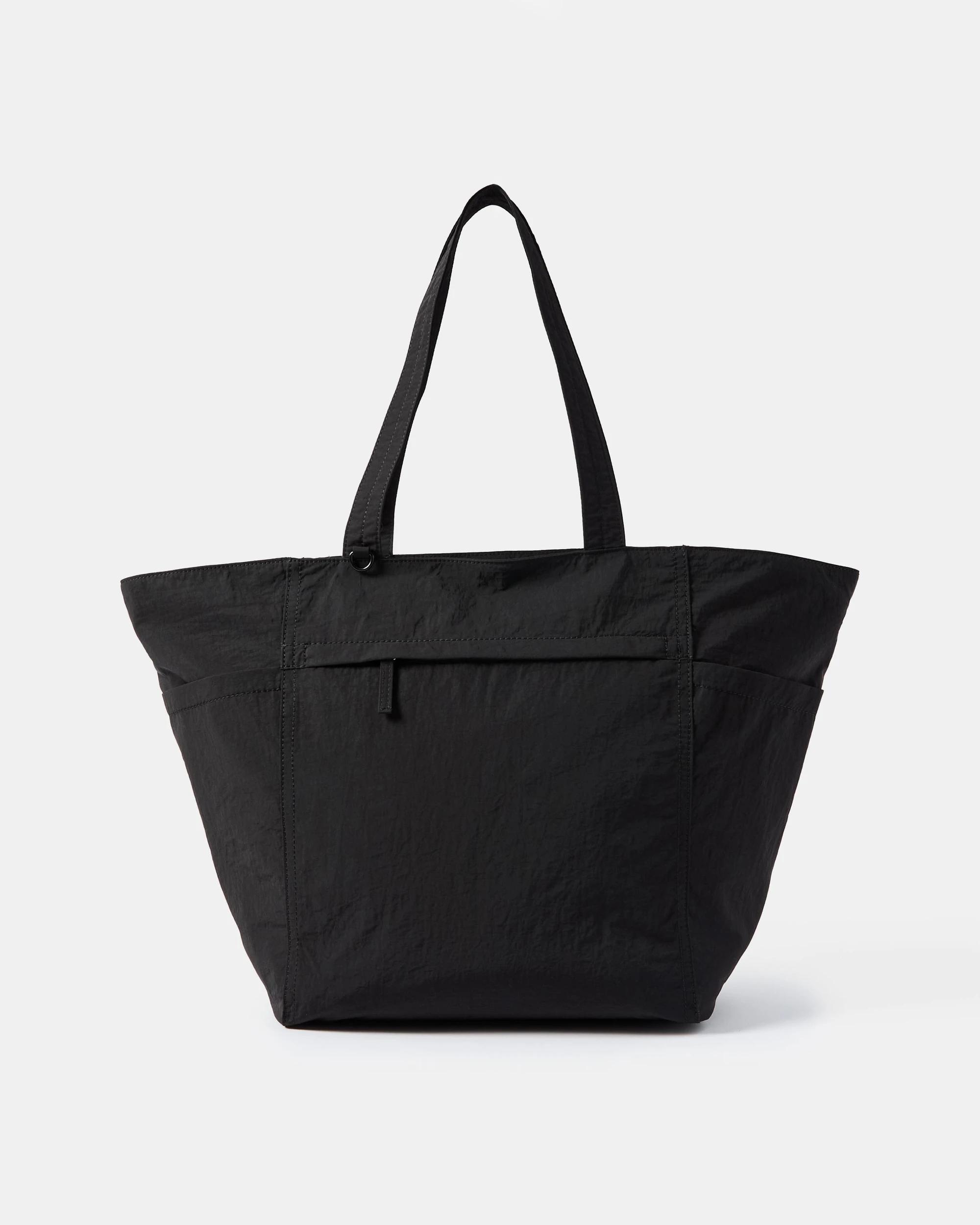 1 Large Nylon Pocket Tote Black, 1 of 4