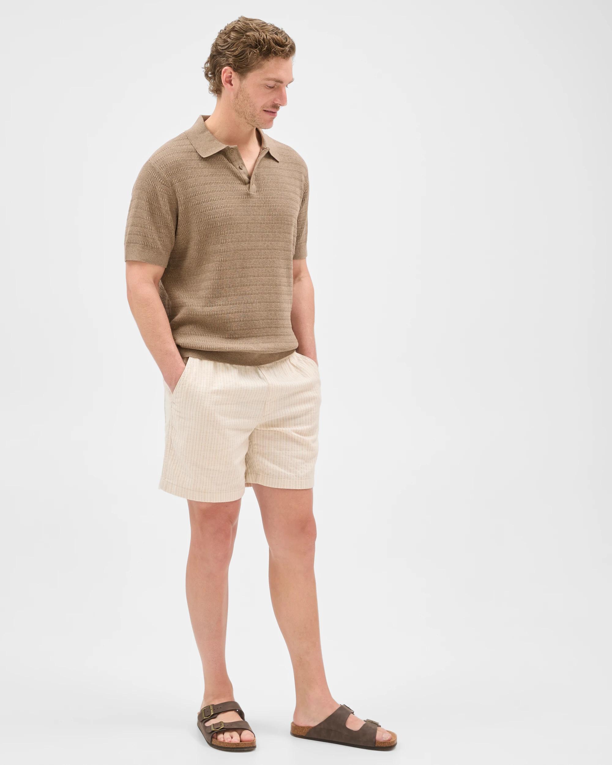 3 Target Man Australian Cotton Blend Textured Shorts NEUTRAL STRIPE, 3 of 7