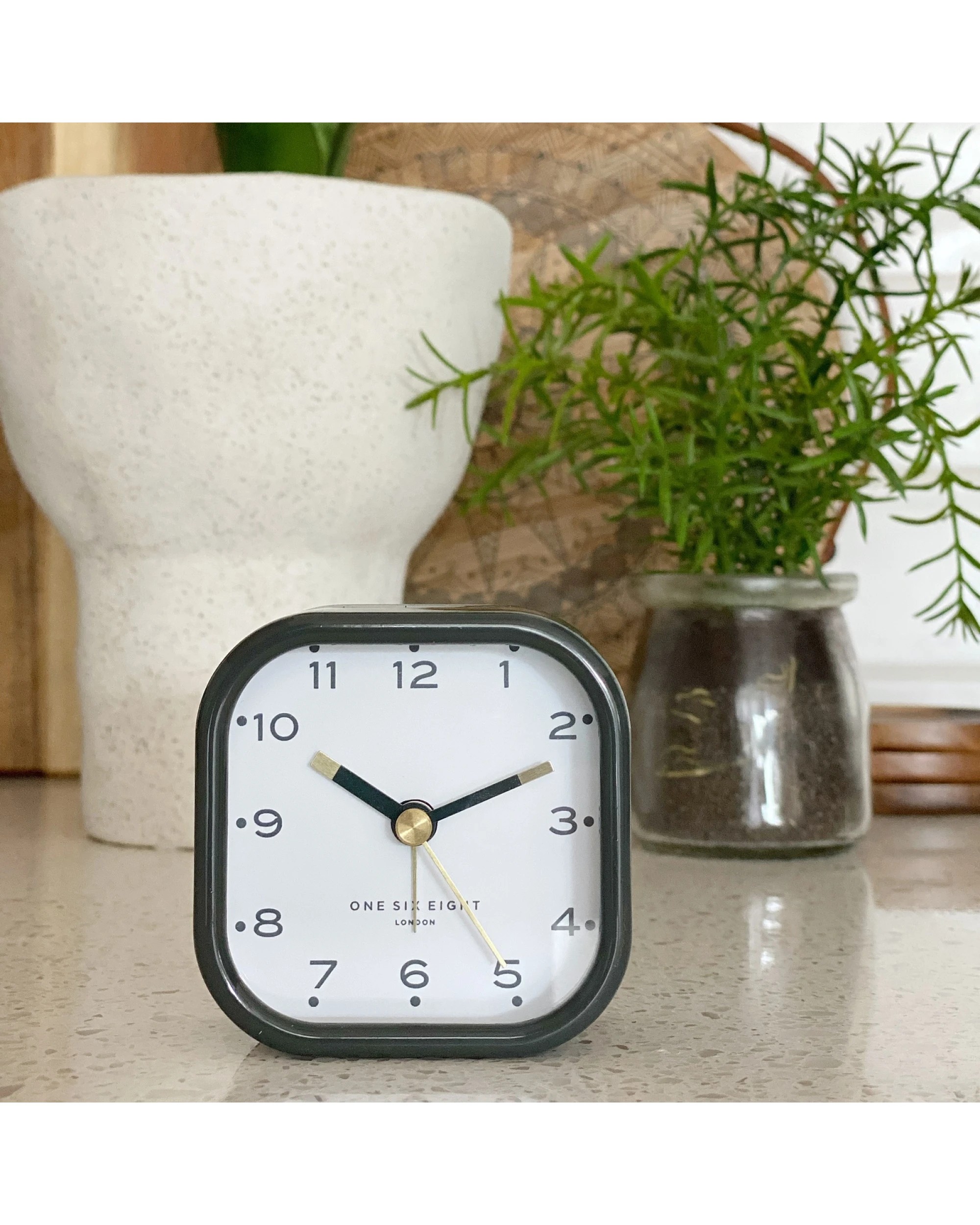 3 One Six Eight London Lisa Silent Alarm Clock - Grey / White - Grey, 3 of 3