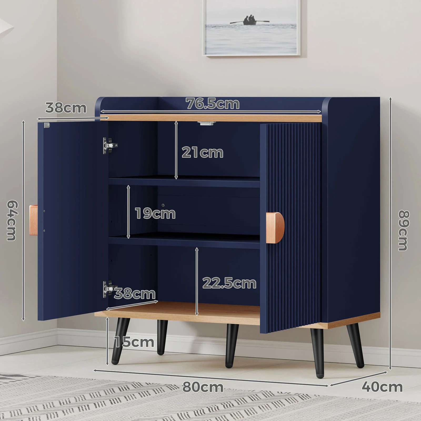 9 Alfordson Buffet Sideboard Cabinet Storage - Blue, 9 of 10