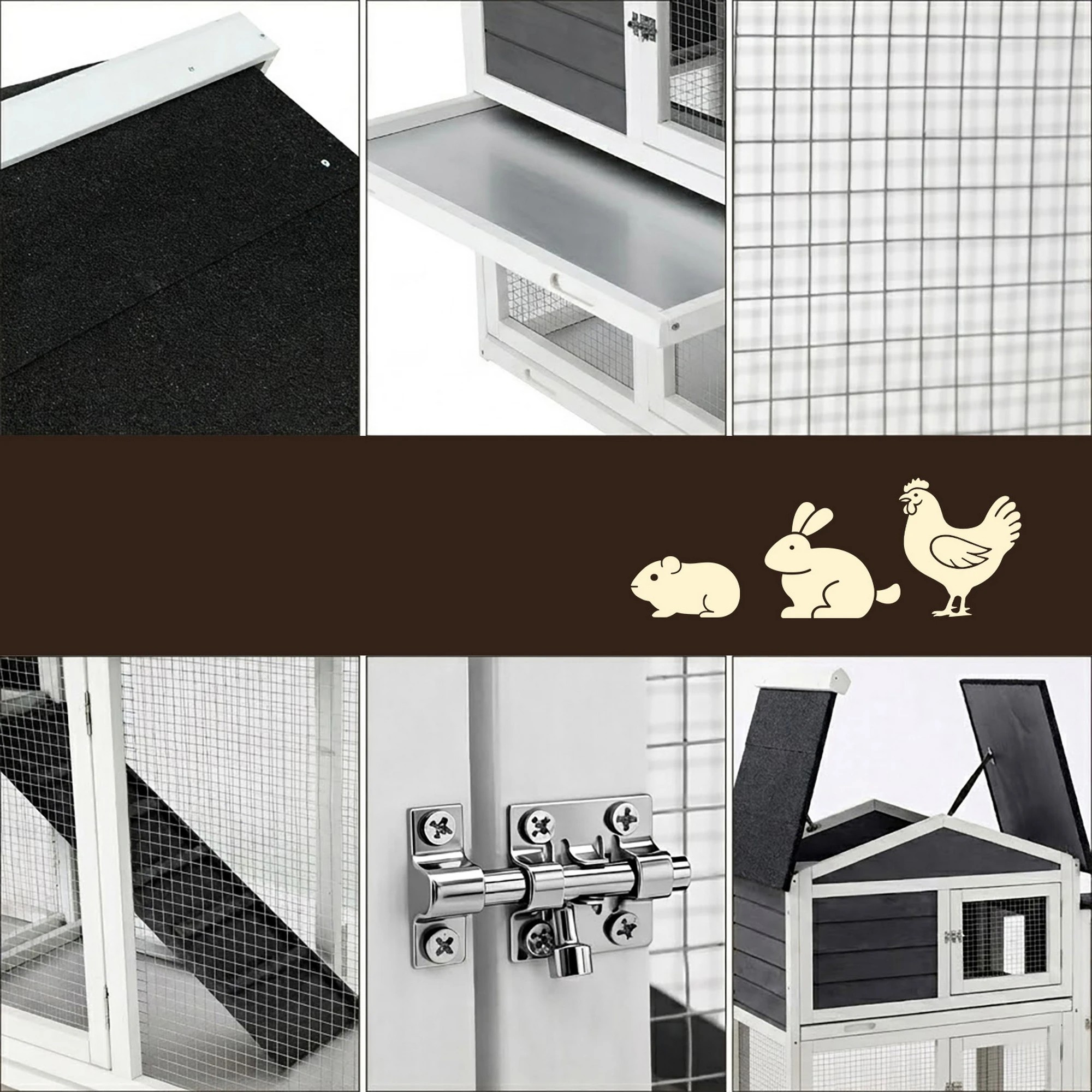 6 i.Pet Chicken Coop Rabbit Hutch Extra Large Wooden Run Cage House With Run - Multi - Multi, 6 of 7
