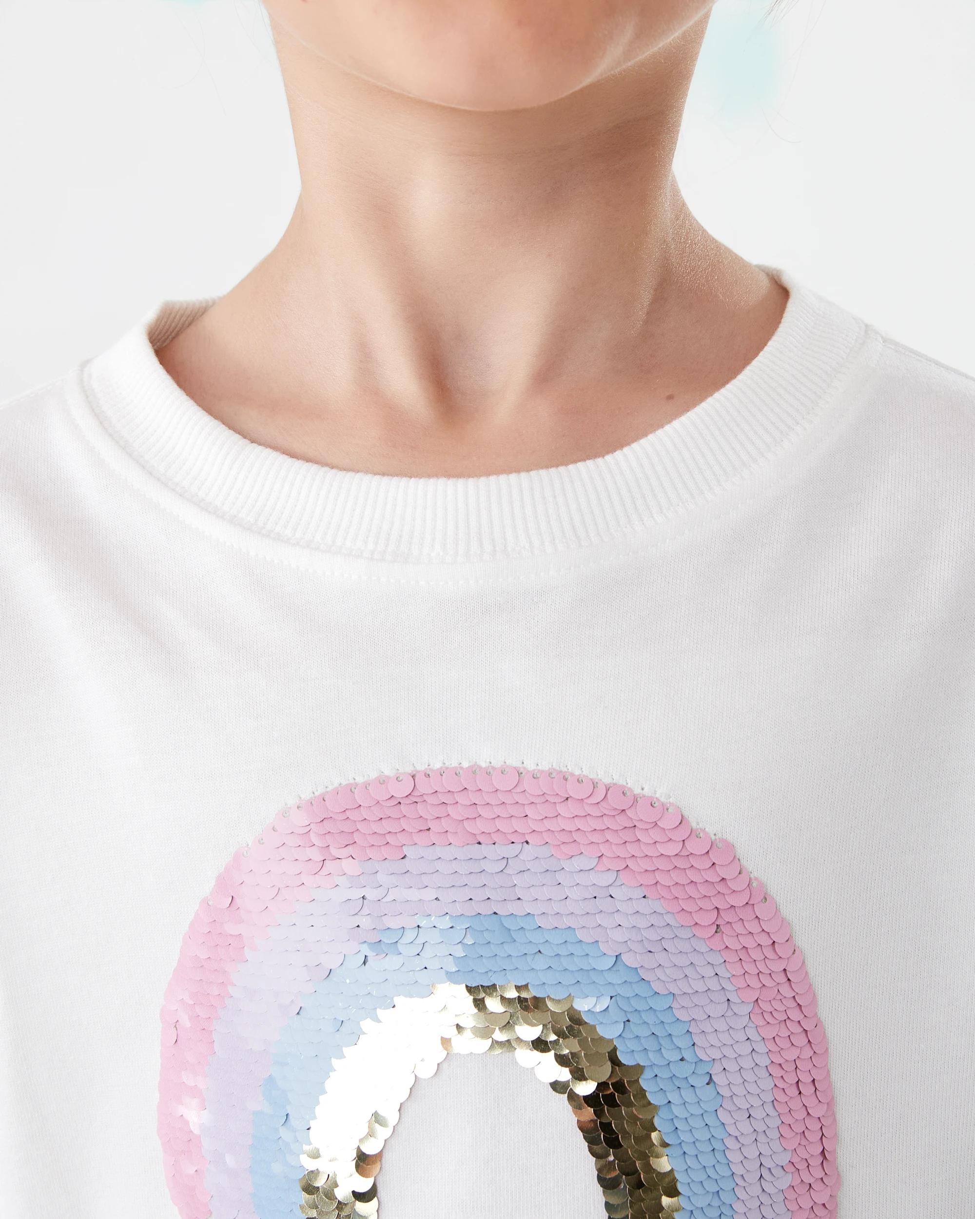 4 Long Sleeve Oversized T-shirt Wht Rainbw, 4 of 8