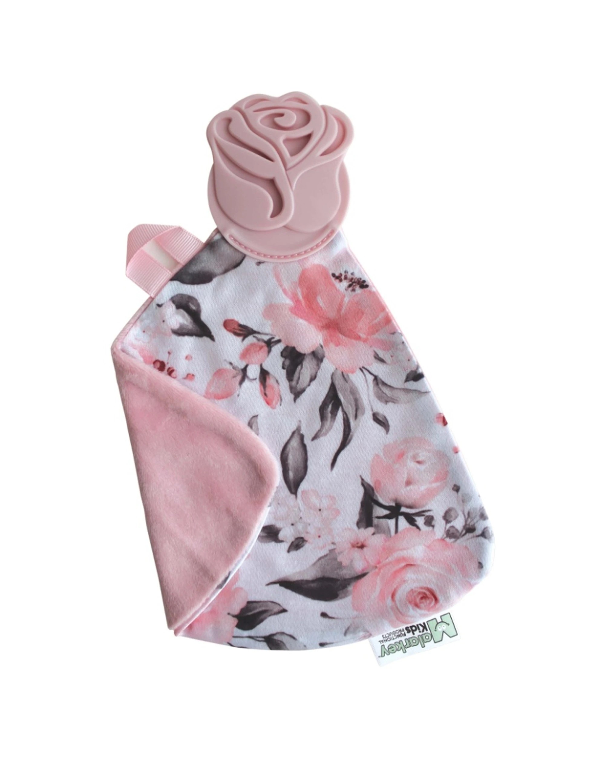 1 Malarkey Kids Munch-It Blanket Teething Toy Rosie Posie Design Baby - Pink, 1 of 3