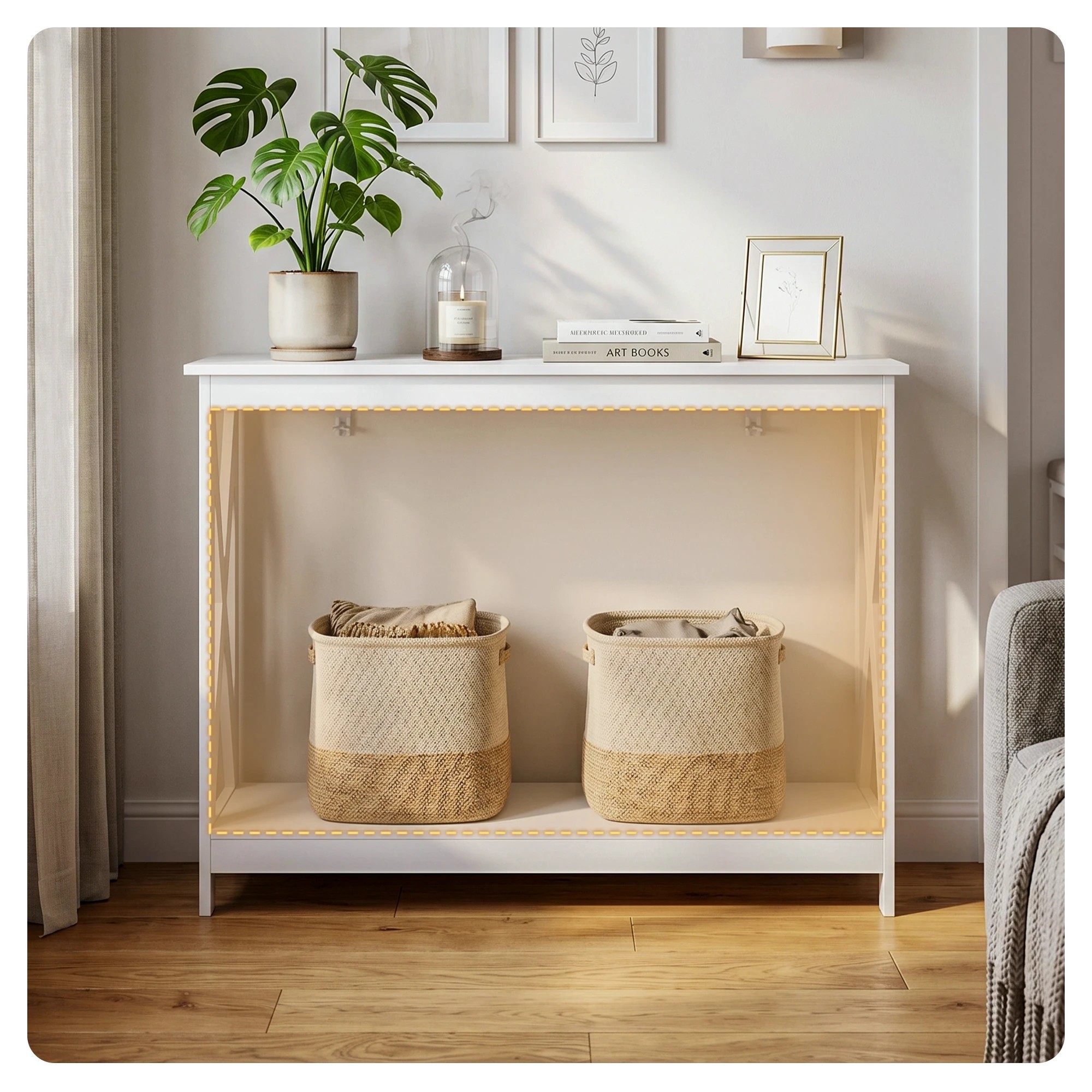 5 Artiss Console Table Entryway Hallway Display 2-Tier Narrow Sofa Table 100CM - White, 5 of 9