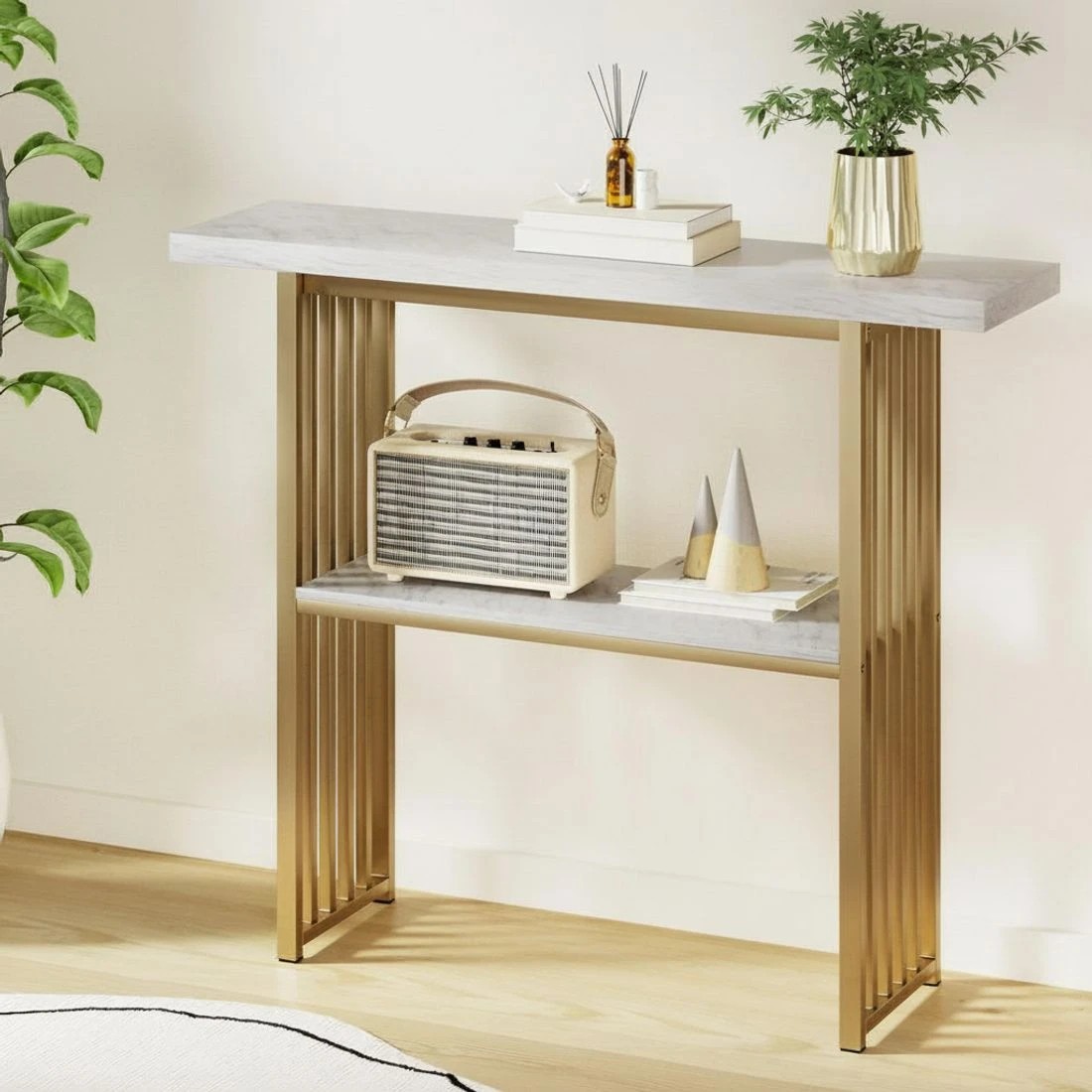 7 Artiss Console Table Marble Effect &Gold - Multi, 7 of 7