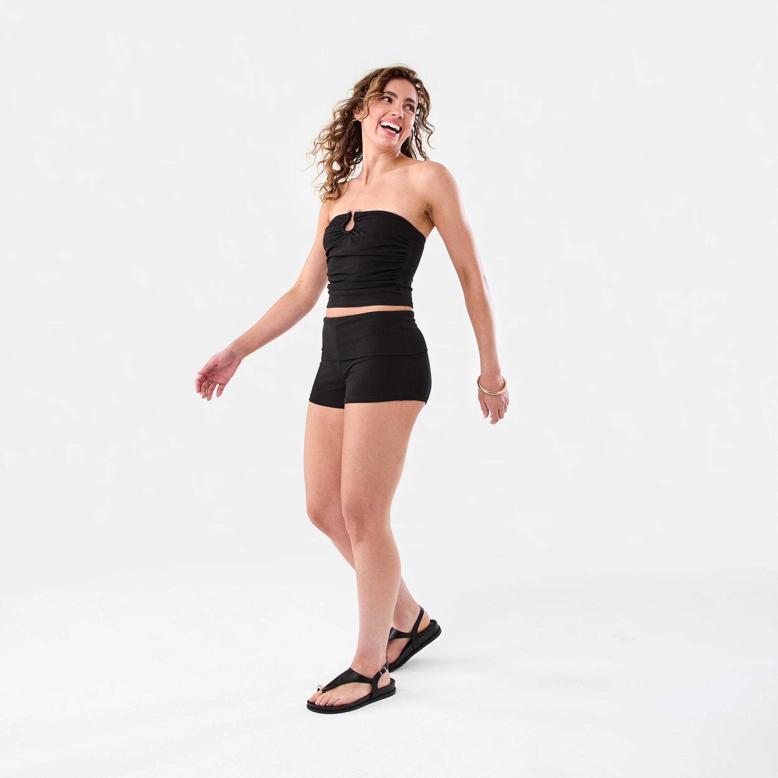 3 Sleeveless Trim Detail Tube Top Black, 3 of 8