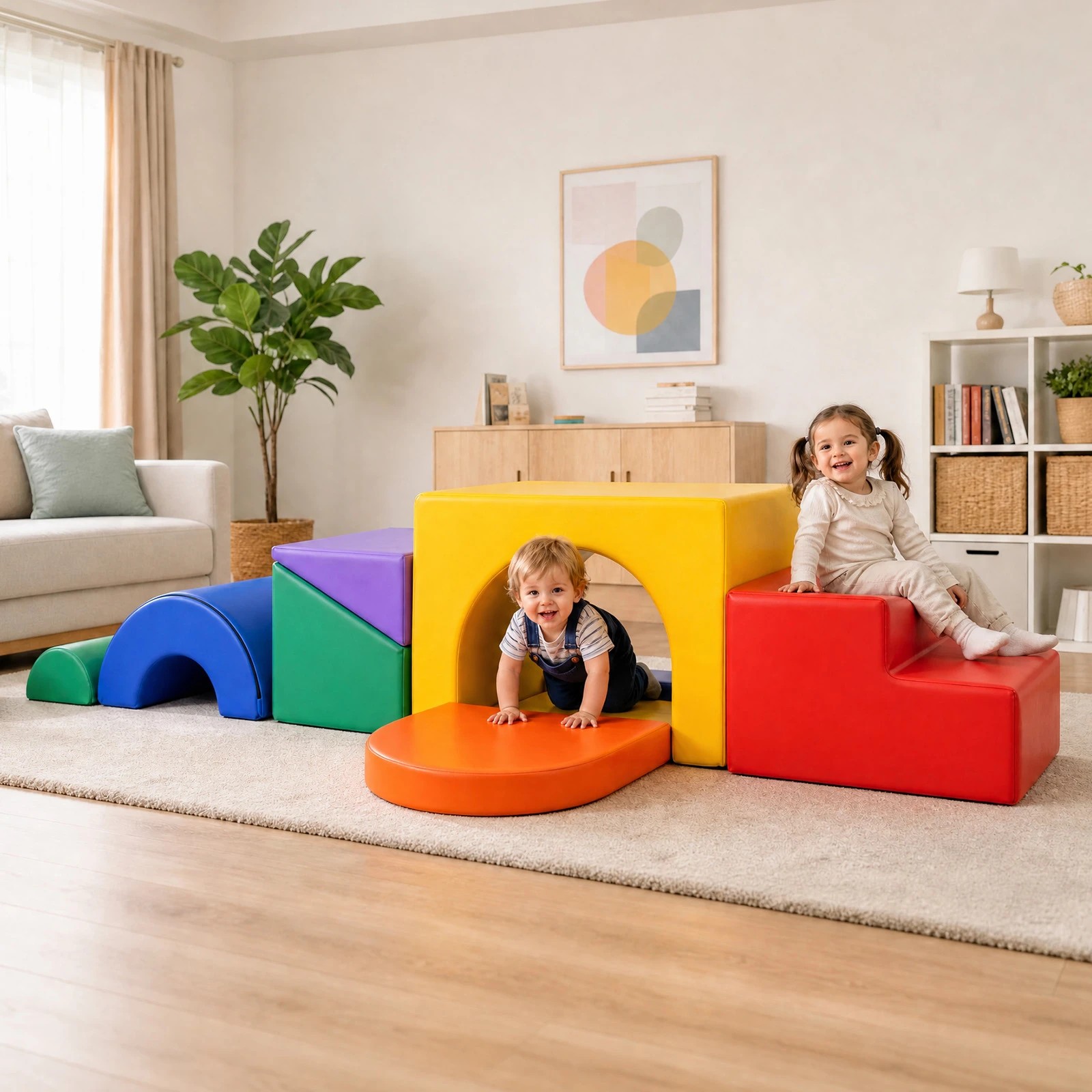 4 Advwin 7-Piece Kids Foam Blocks Play Set Toddler Play Couch Modular Climb & Crawl Floor Playset w/Anti-Slip Base - Multi, 4 of 6