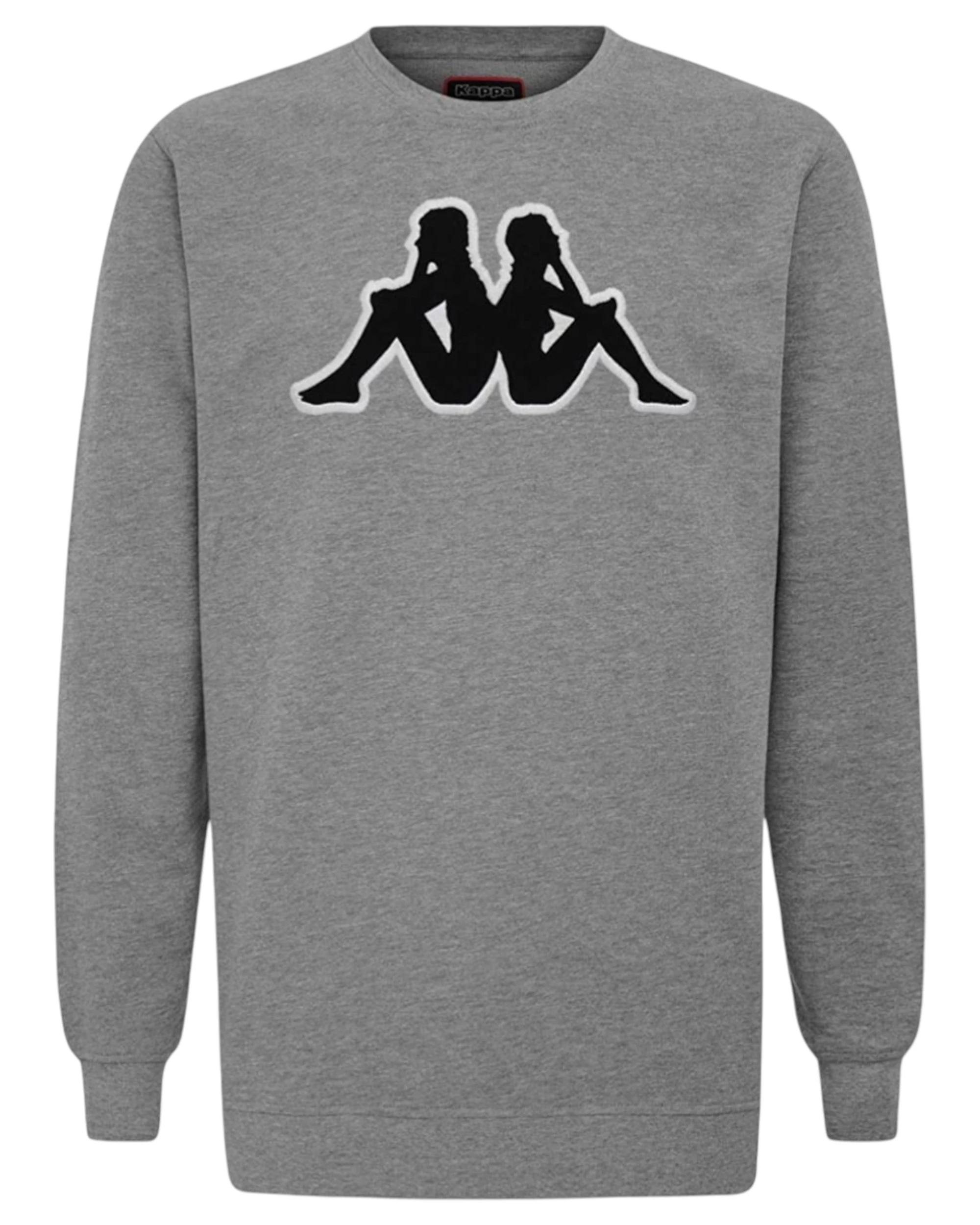 1 Kappa Mens Tarvit Logo Sweatshirt 902 Jumper Pullover Grey/Black GREY/BLACK, 1 of 1