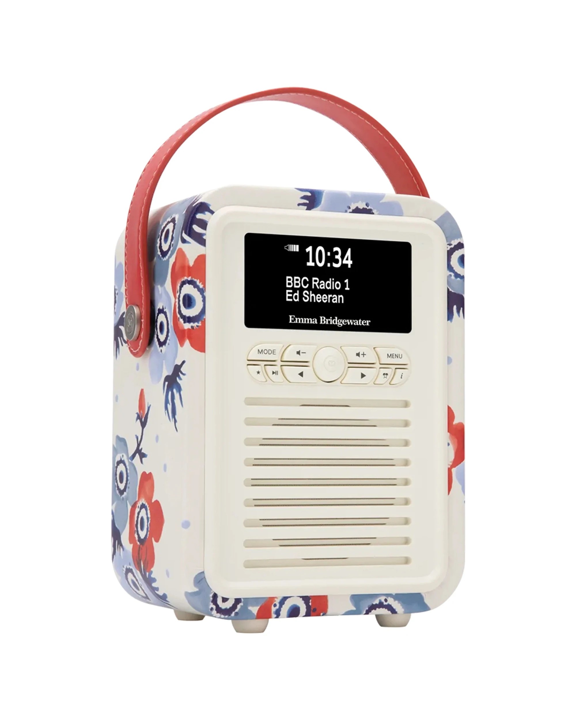 1 VQ Retro Mini Dab Radio Emma Bridgewater Anemone Bluetooth Alarm 60 Presets - White, 1 of 9