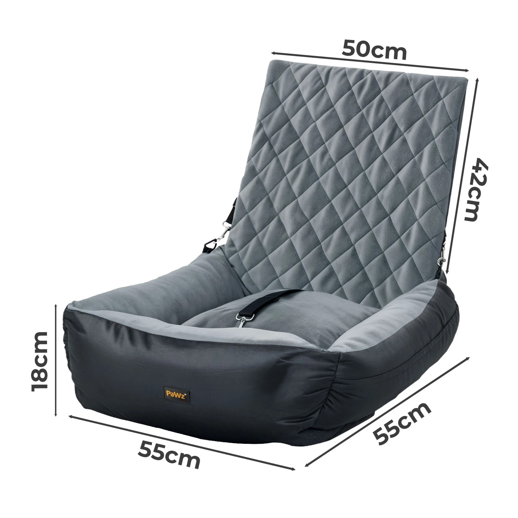 3 Pawz Dog Car Booster Seat For Small Dogs In Colour - Grey, 3 of 9