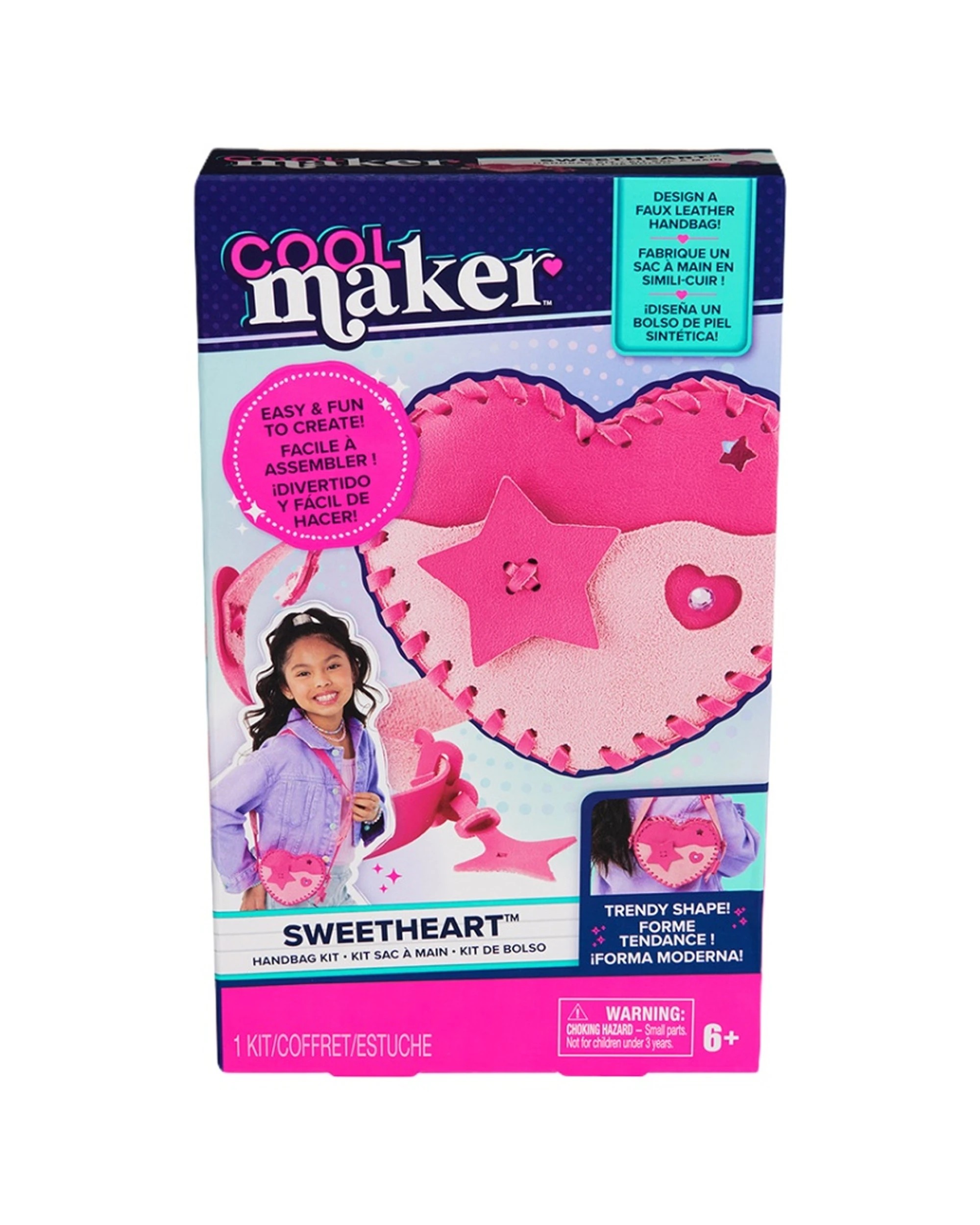 1 Cool Maker Pinky Heart Faux Leather Purse Kids Fashion Craft Kit - Pink, 1 of 2