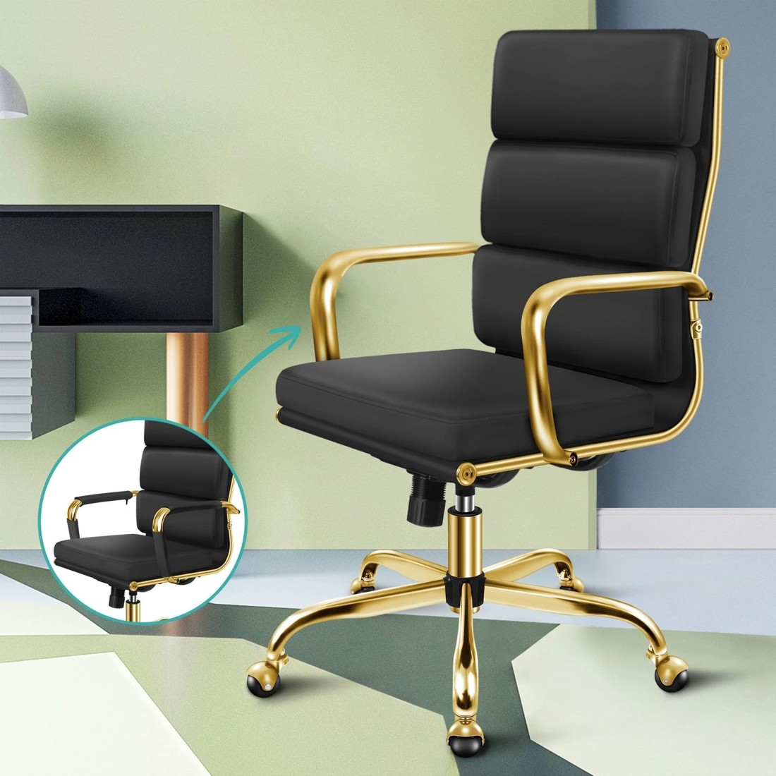 5 Alfordson Office Chair Ergonomic Paddings Executive Computer Work Seat High Back - Black, 5 of 10