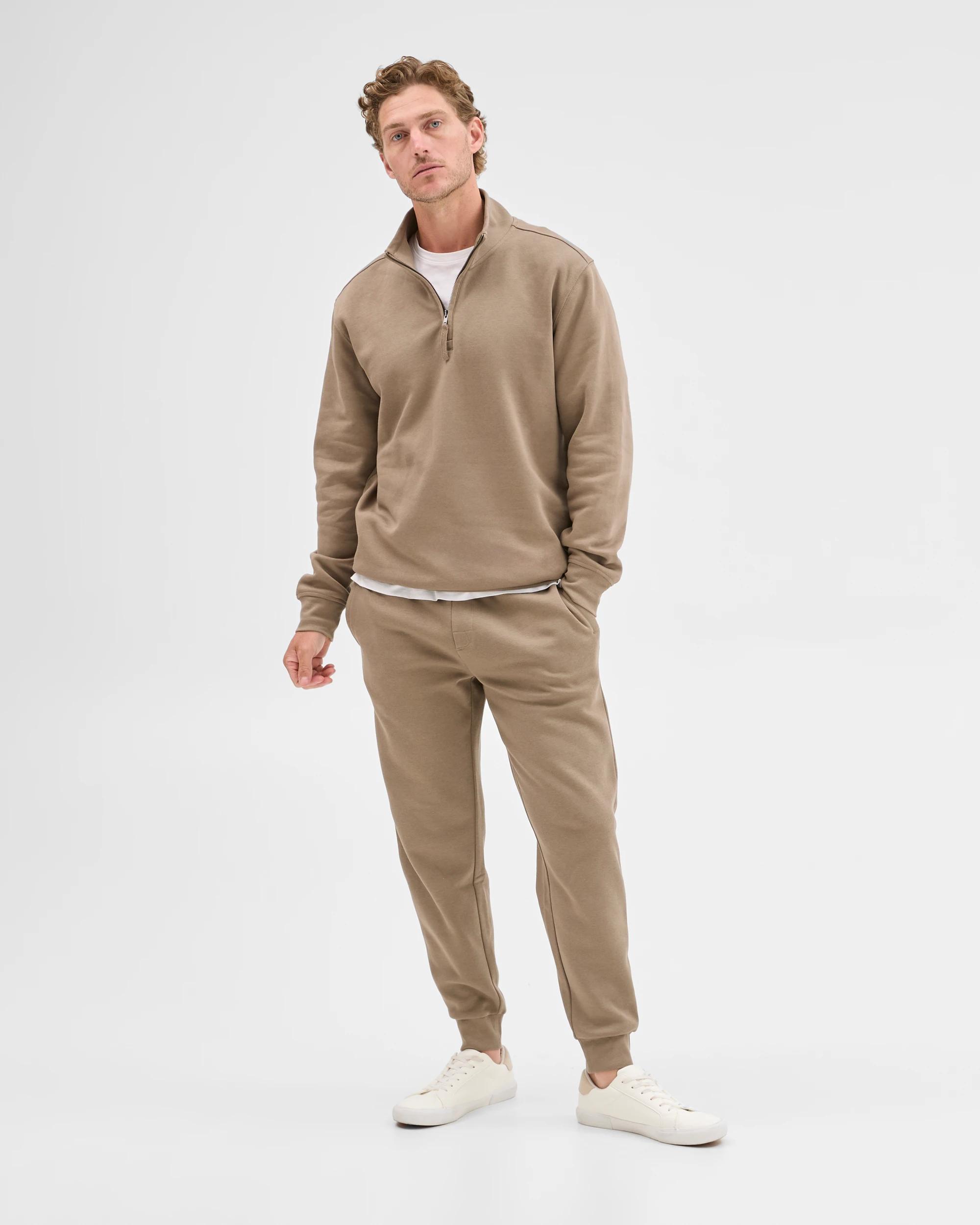 5 Target Man Australian Cotton Blend Fleece 1/2 Zip Top MUSHROOM, 5 of 8