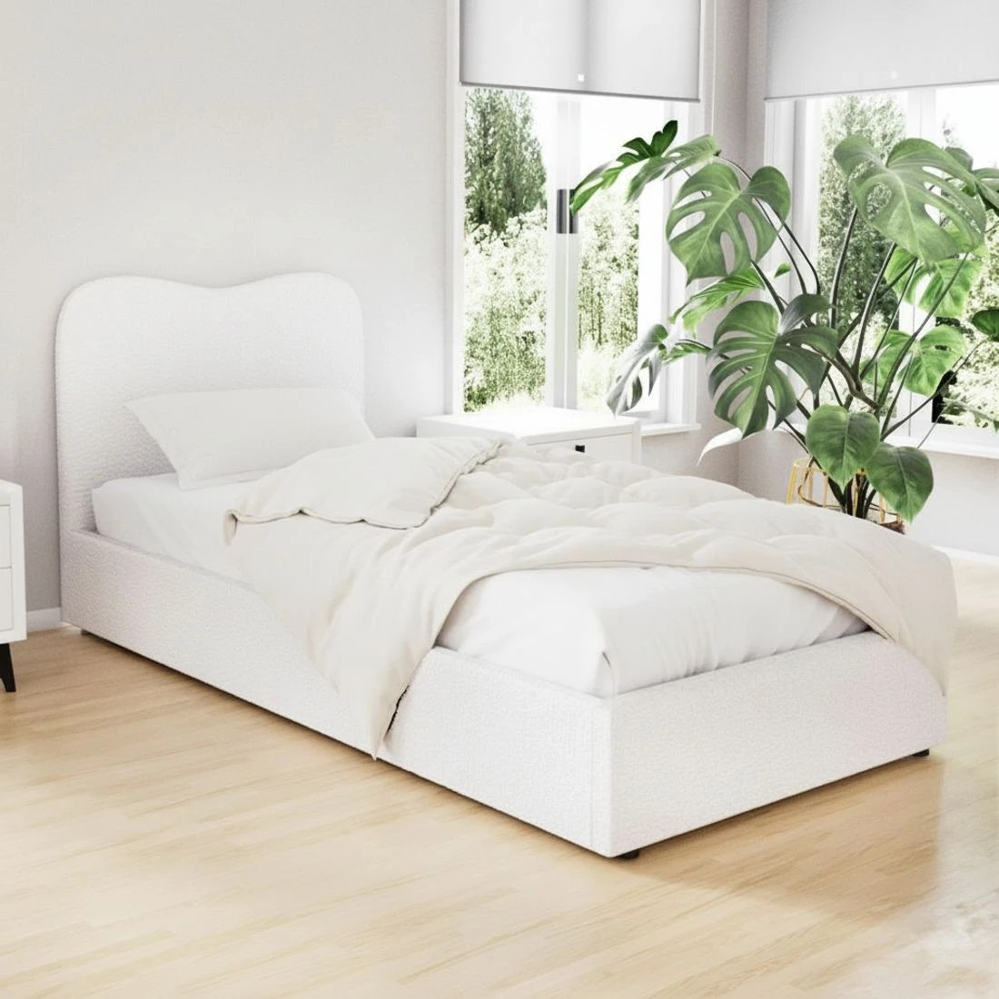 1 Artiss Bed Frame Single Size - White, 1 of 5
