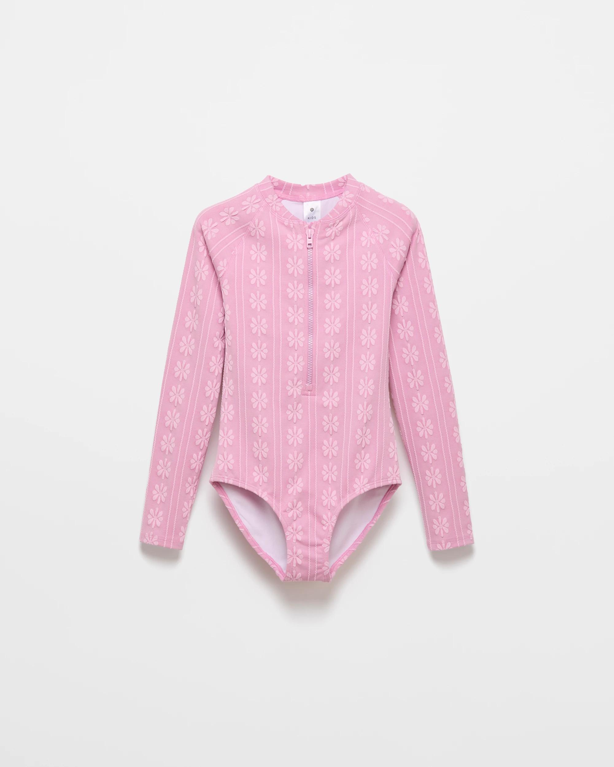 1 Target Long Sleeve Textured Swim Surfsuit FLOWER STRIPE, 1 of 1