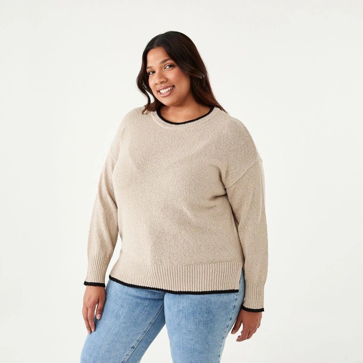 2 Curve Contrast Tipping Jumper Bone Beige, 2 of 6