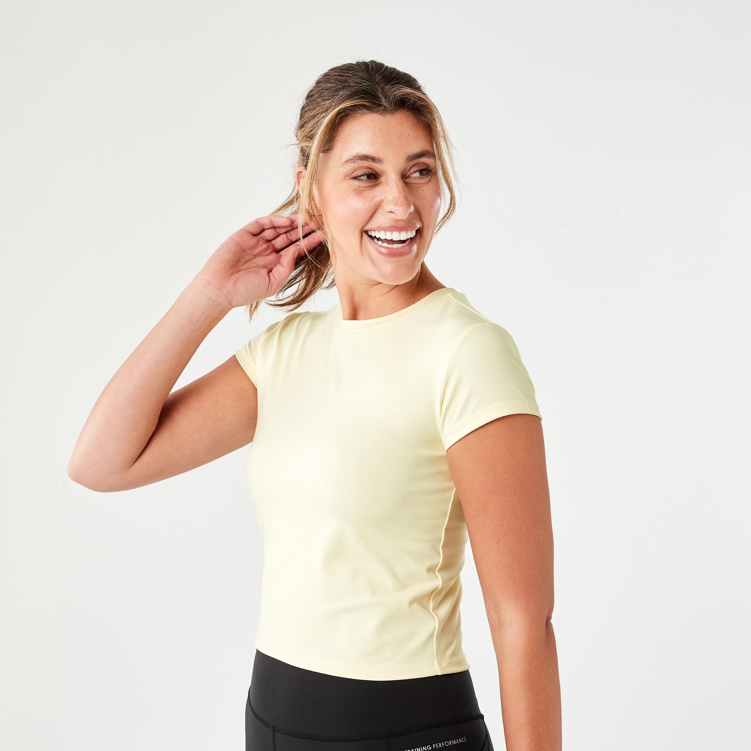 2 Active Womens Ultra Soft Crew Neck T-shirt LEMON MIST, 2 of 5