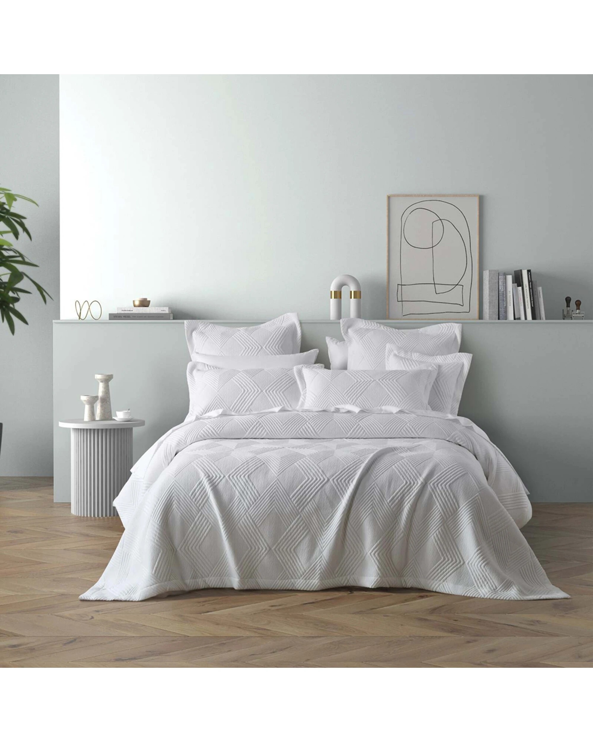 1 Bianca Cassiano Polyester Jacquard Coverlet Set Queen King - White, 1 of 3