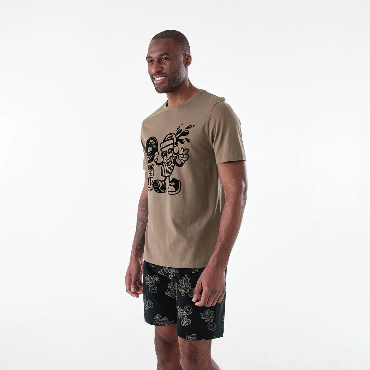 2 Short Sleeve Knit Top and Shorts Pyjama Set COFFEE BEATS, 2 of 8
