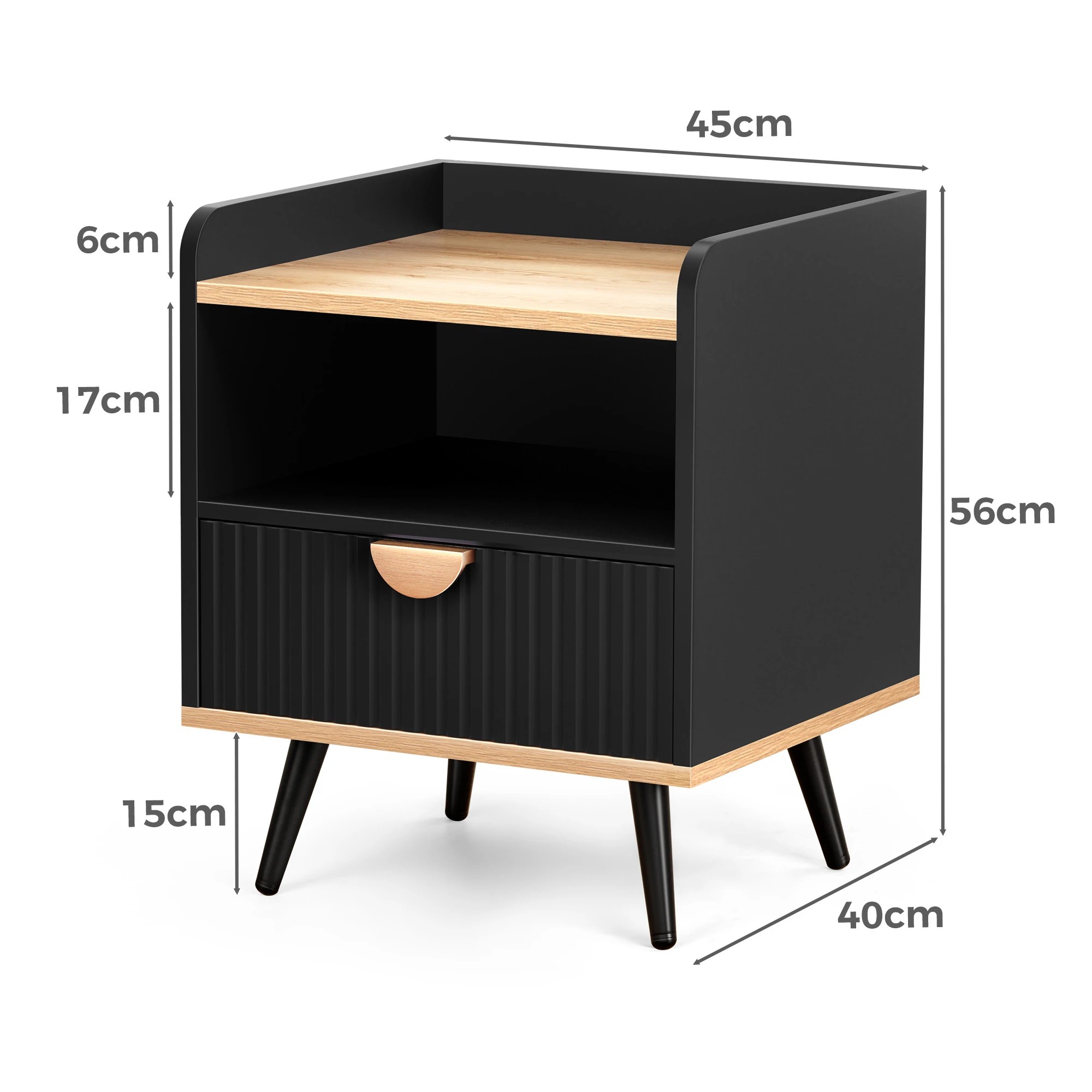 8 Alfordson 2x Alfordson Bedside Table with Drawer - Black, 8 of 9