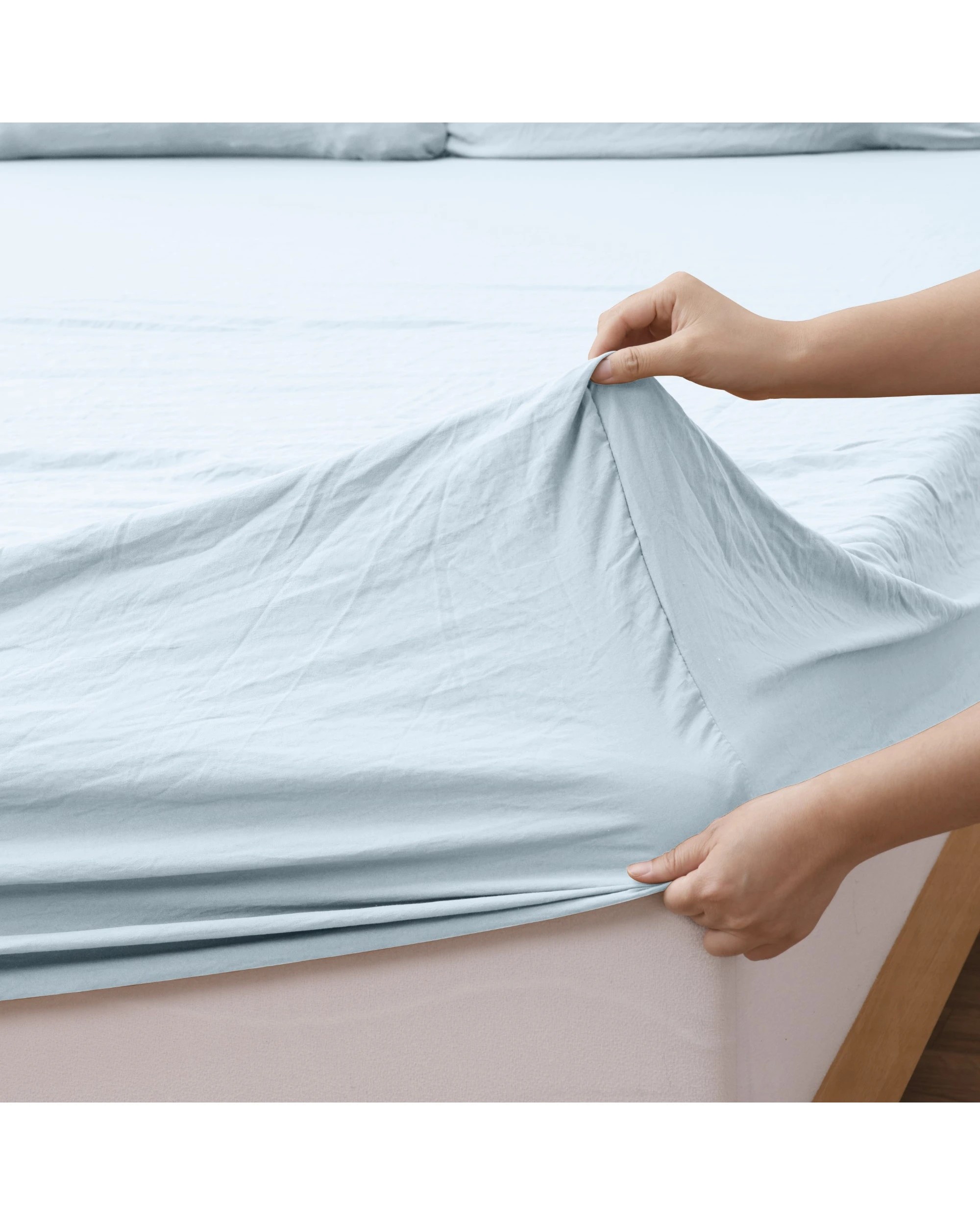 2 Dreamaker Superfine Washed Microfibre Sheet Set - Queen Bed - Ice Blue, 2 of 6